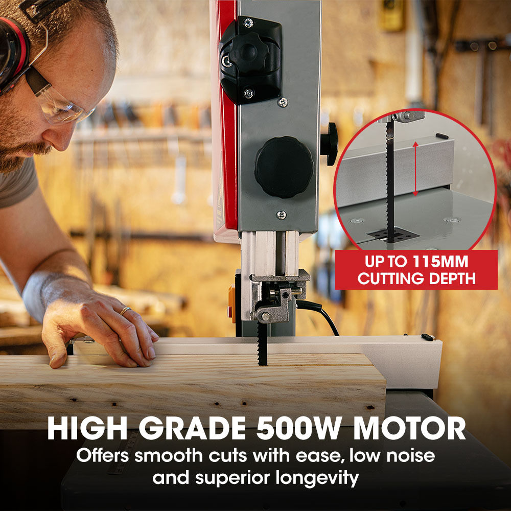Baumr-AG 500W 115mm Wood Bandsaw Portable Benchtop Band Saw Cutting Machine with Stand - Image 3