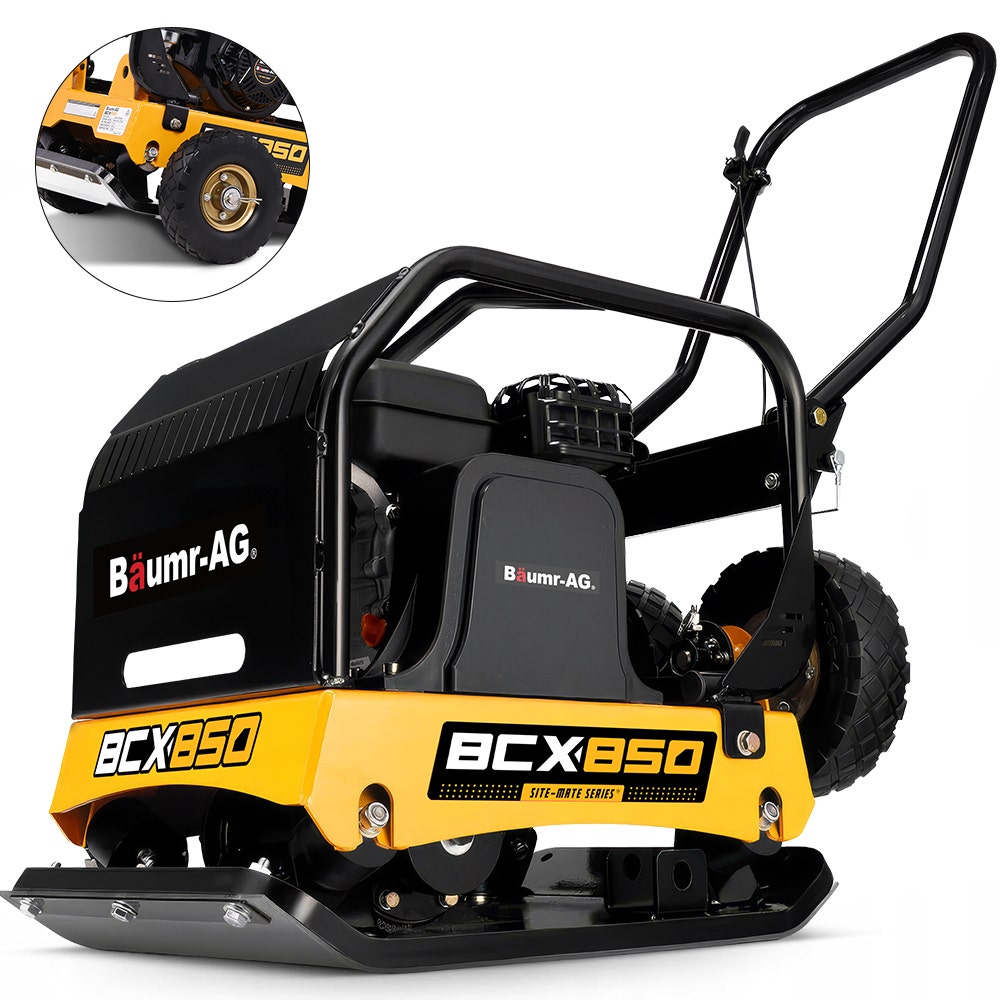 BAUMR-AG 125kg 450x630mm 7HP Plate Compactor, 32kN Vibratory Compaction, Wheel Kit, Protective Paver Pad, Commercial-Grade - Image 1