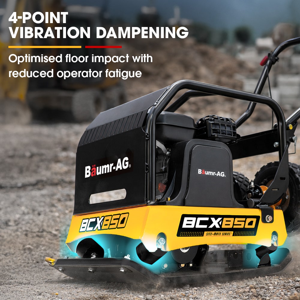 BAUMR-AG 125kg 450x630mm 7HP Plate Compactor, 32kN Vibratory Compaction, Wheel Kit, Protective Paver Pad, Commercial-Grade - Image 6