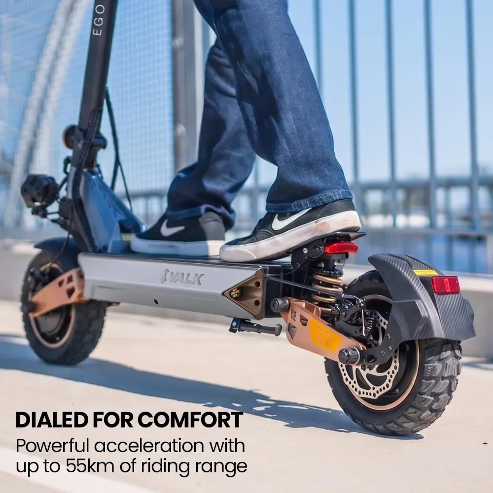 VALK Ego 8 Electric Scooter, 500W, AU Compliant, 48V 13Ah, 55km Max Range, eScooter for Adults, Foldable, Off Road, Black/Bronze - Image 3