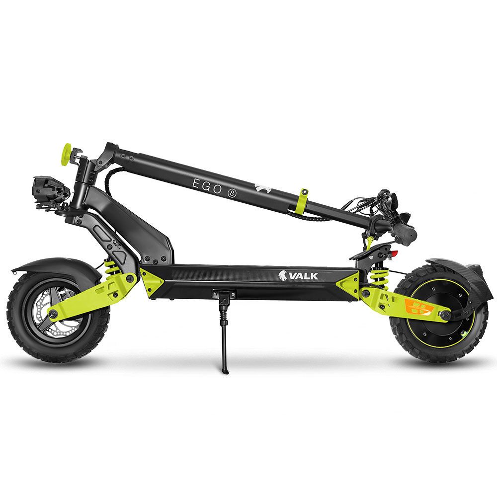 VALK Ego 8 Electric Scooter, 500W, AU Compliant, 48V 13Ah, 55km Max Range, eScooter for Adults, Foldable, Off Road, Black/Green - Image 4