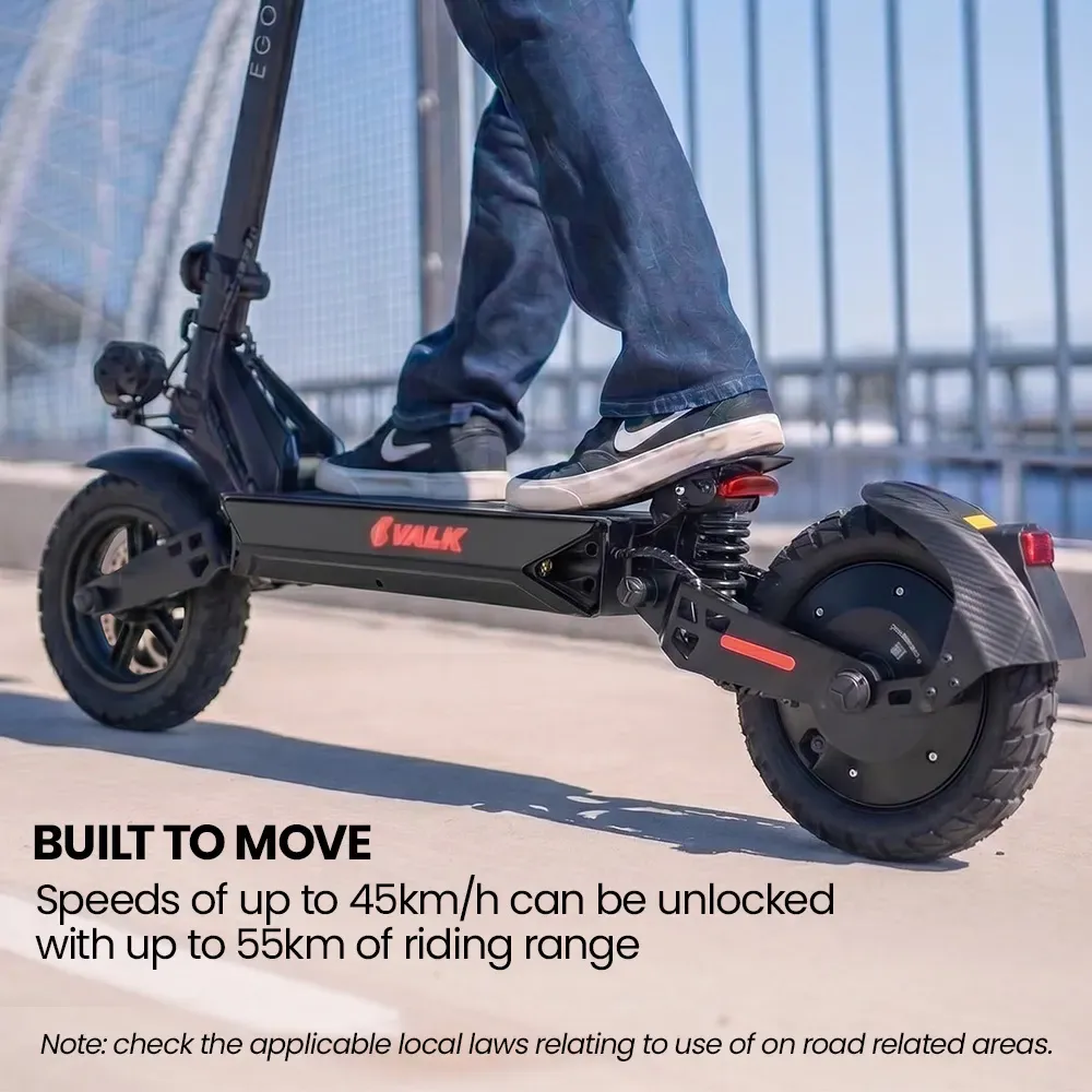 VALK Ego 8 Electric Scooter, 500W, AU Compliant, 48V 13Ah, 55km Max Range, eScooter for Adults, Foldable, Off Road, Black - Image 3