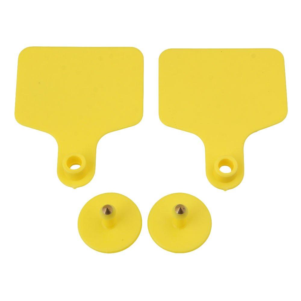 100x Cattle Ear Tags 6x7cm Set - Medium Yellow Blank Cow Sheep Livestock Label - Image 1