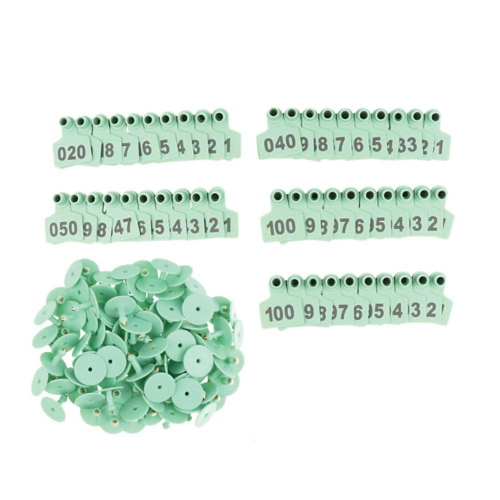 1-100 Cattle Number Ear Tags Set - Green Pig Sheep Goat Livestock Label - Image 1
