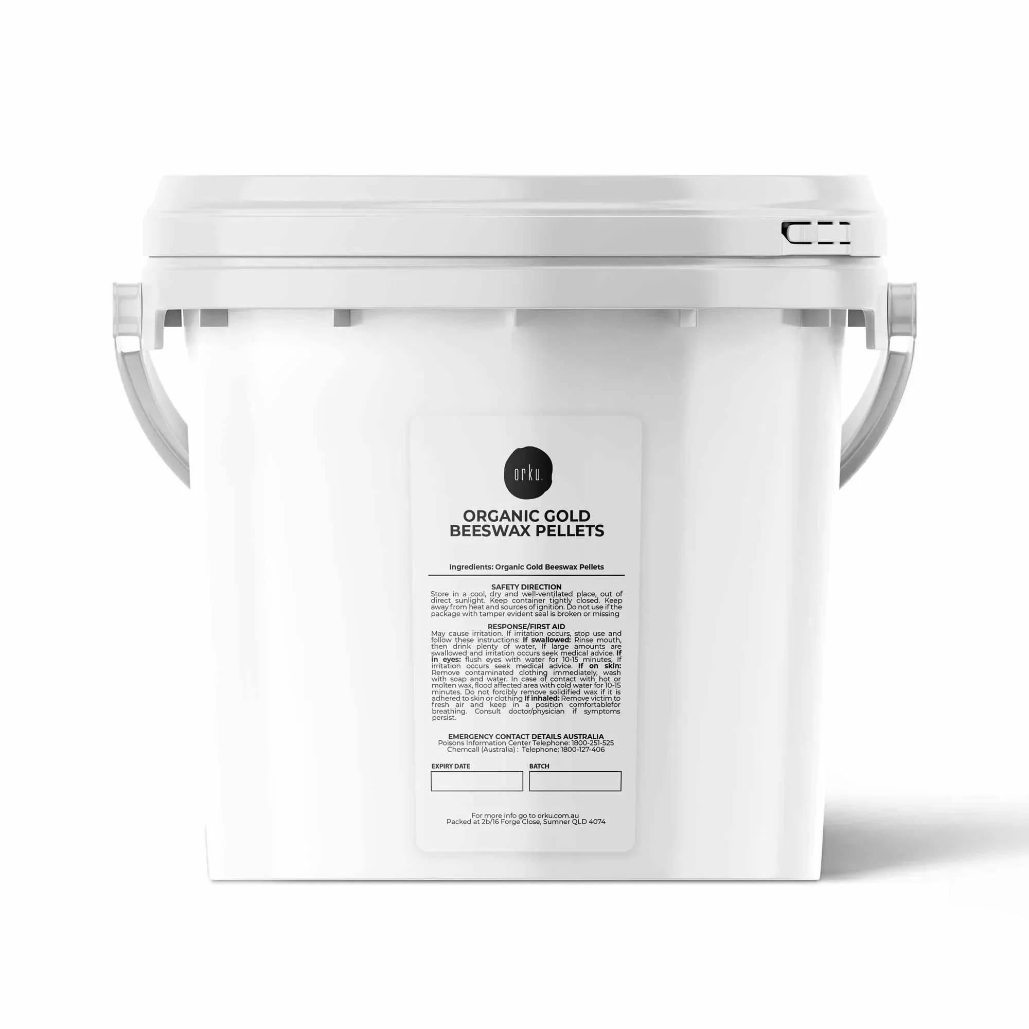 Orku 2.5Kg Organic Beeswax Pellets Yellow Tub - Cosmetic Grade Bees Wax Pastille - Image 1