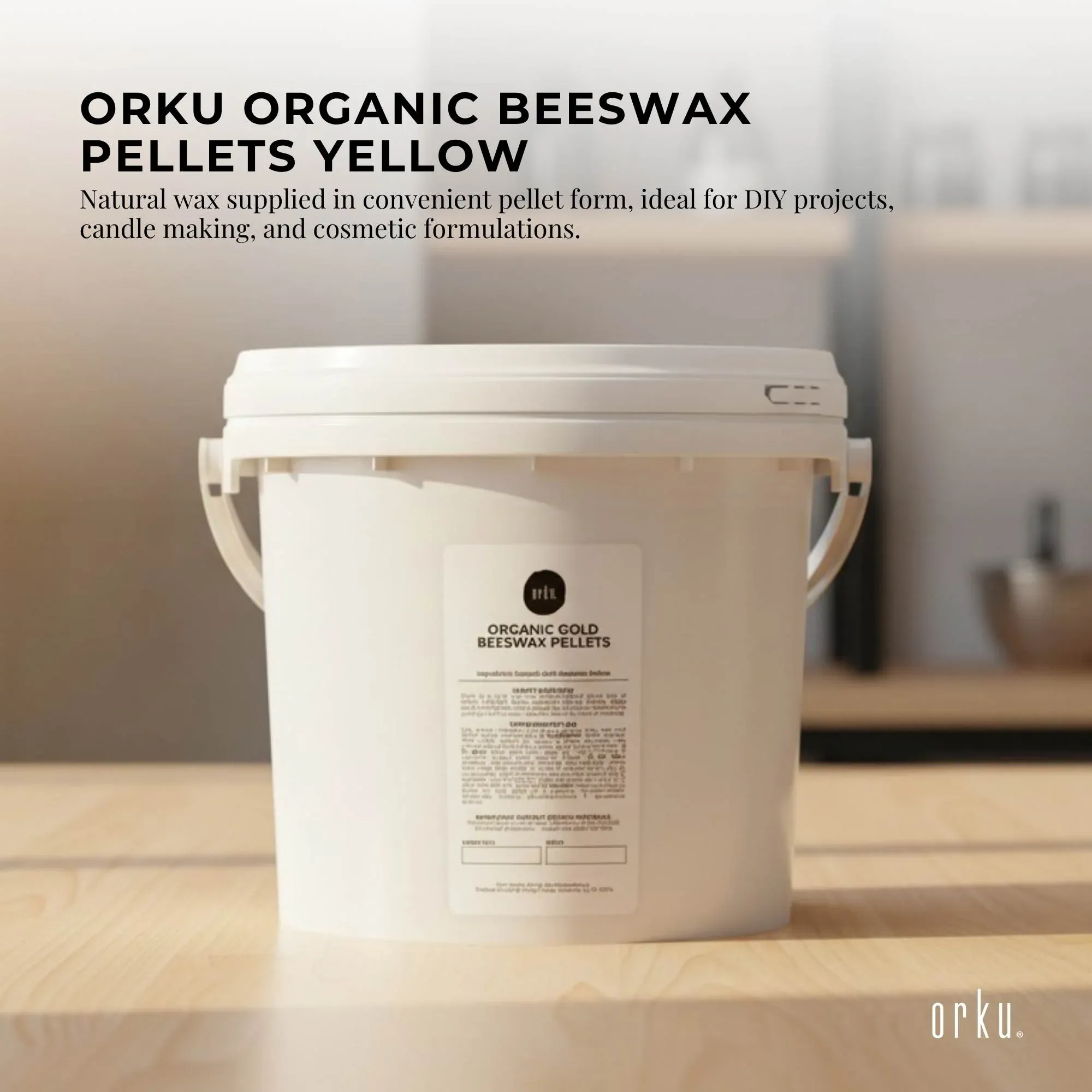 Orku 2.5Kg Organic Beeswax Pellets Yellow Tub - Cosmetic Grade Bees Wax Pastille - Image 3