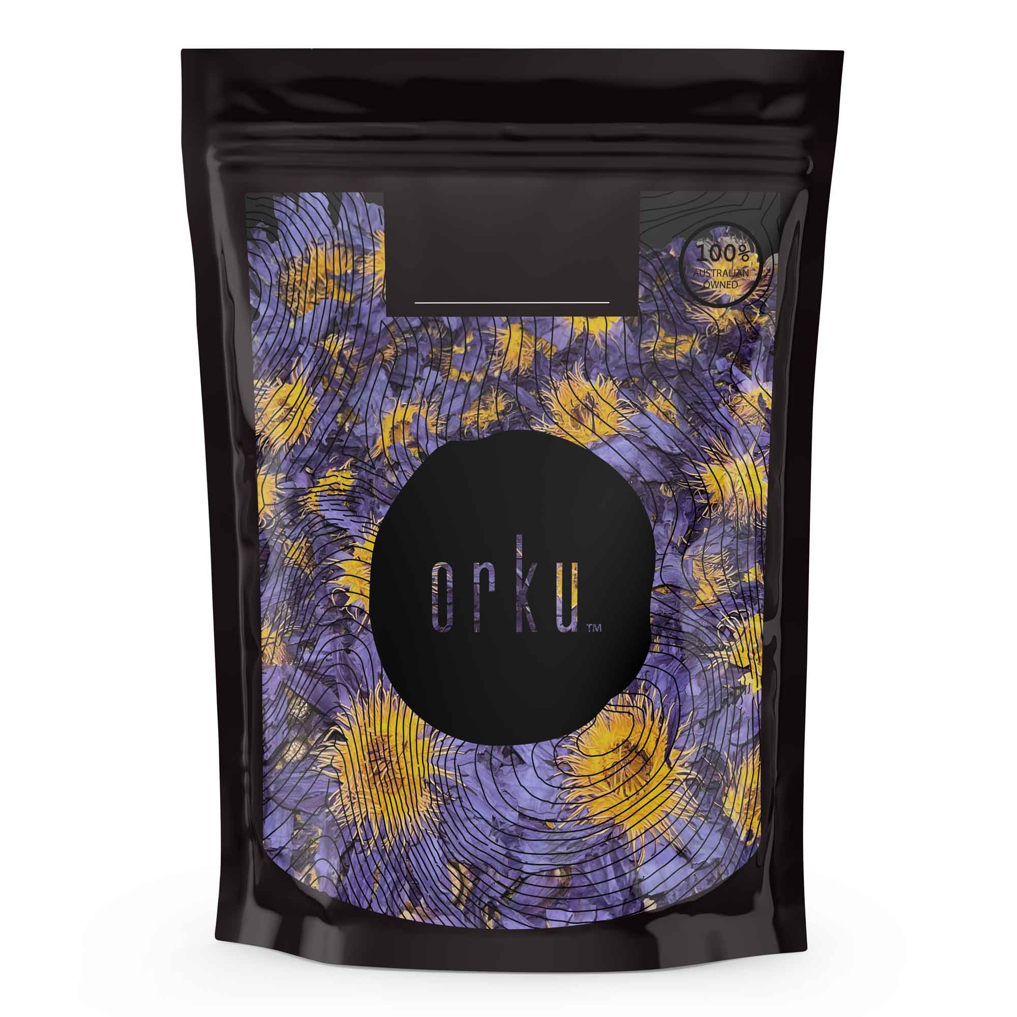 Orku 400g Dried Blue Lotus Flowers - Whole Open Lily Nymphaea Caerulea - Image 1