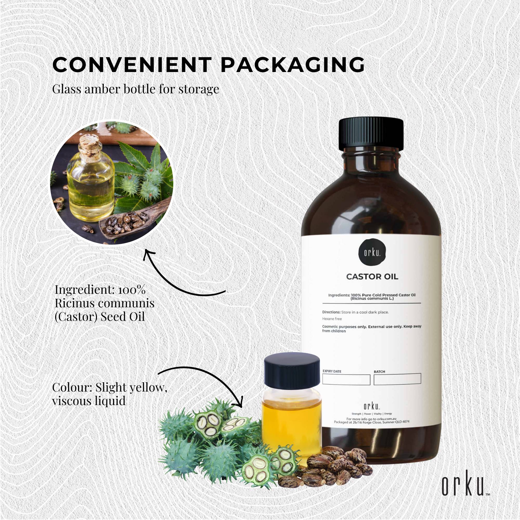 Orku 1.5L Castor Oil - Hexane Free Cold Virgin Pressed - Image 3