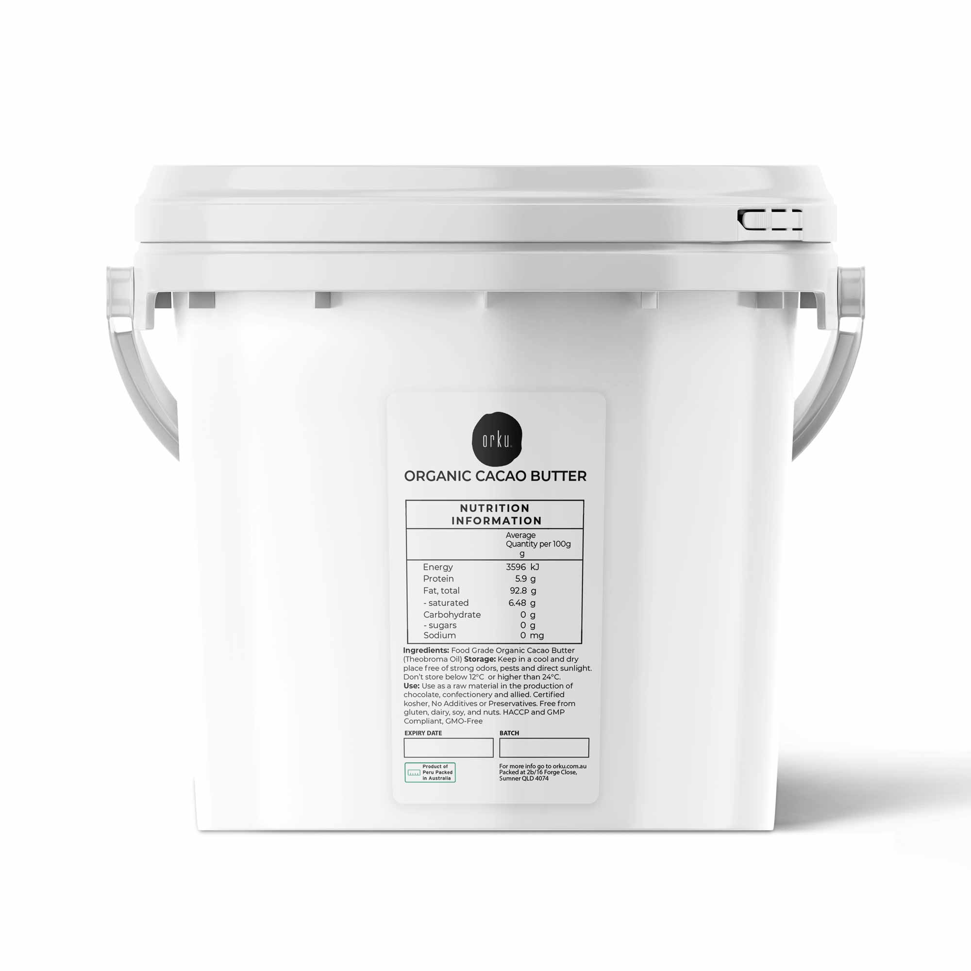 2.5Kg Organic Cacao Butter Bucket - Cold Pressed Raw Natural Food Grade Blocks - Image 1