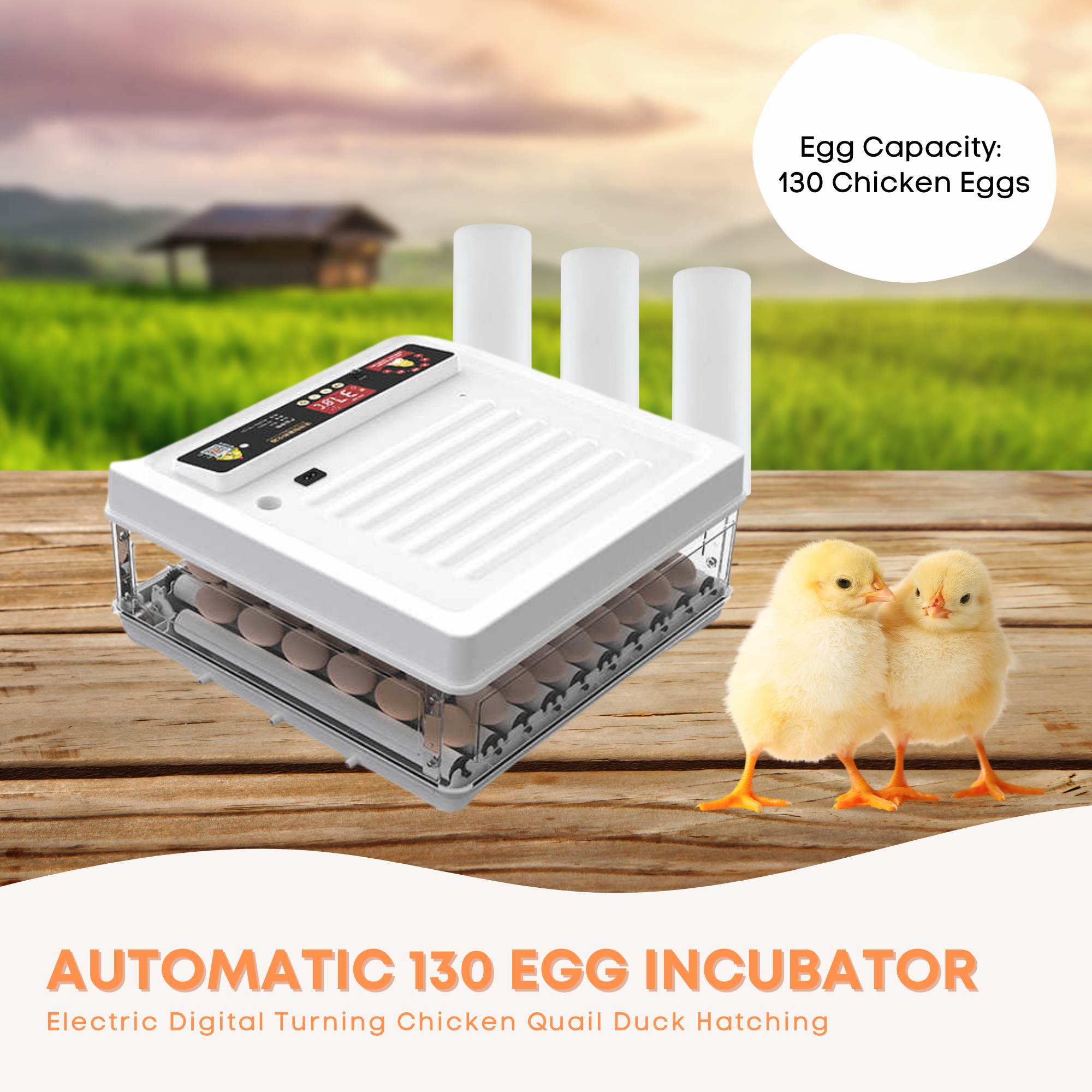 Automatic 130 Egg Incubator - Electric Digital Turning Chicken Quail Duck Hatching - Image 2