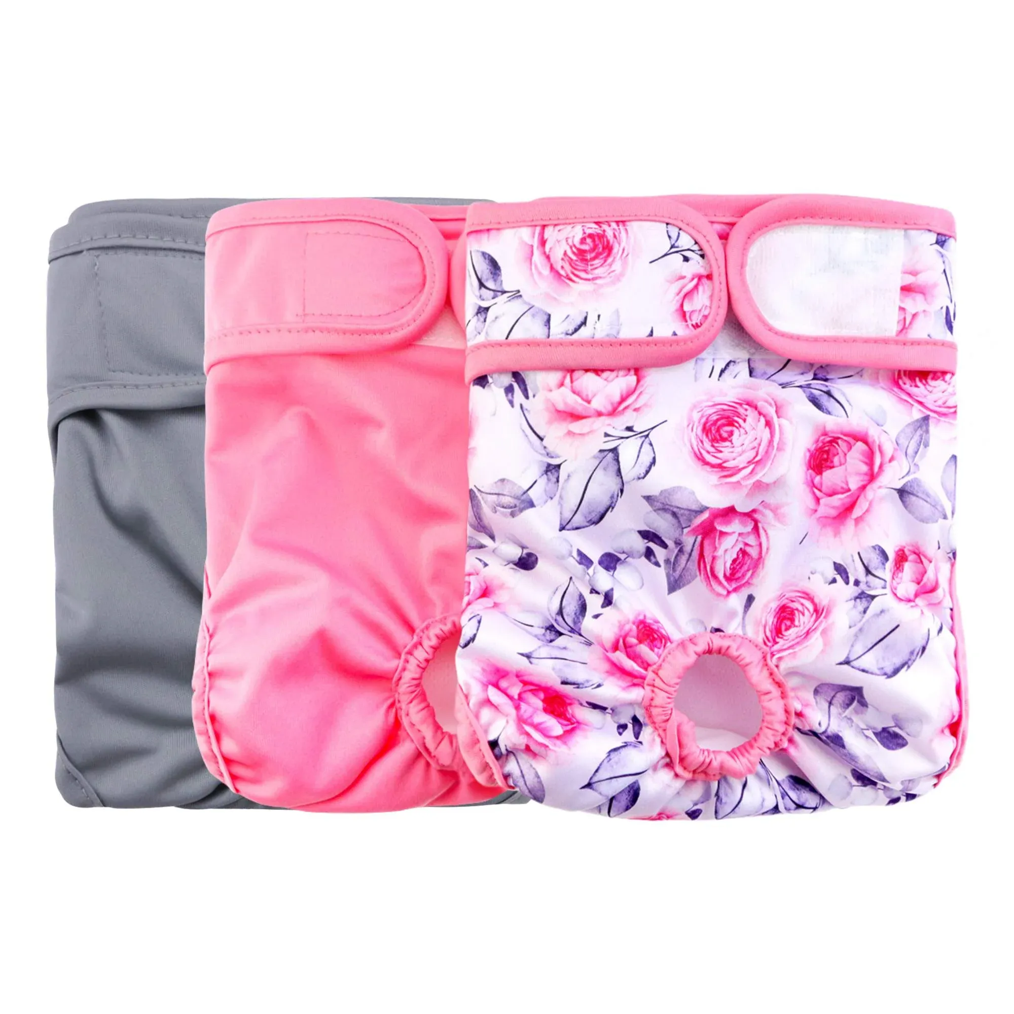 Rooster Farms Female Dog Diapers Large 3Pk - Washable Reusable Nappies Hook/Loop - Image 1