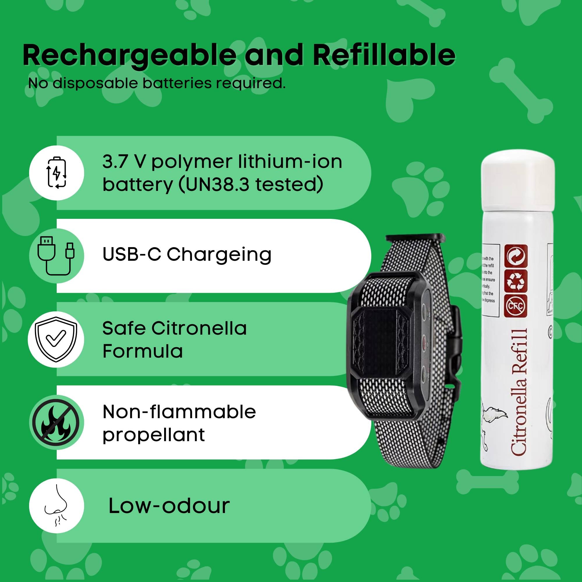 Rooster Farms Dog Bark Training Collar Citronella + Sound Rechargeable Automatic - Image 3
