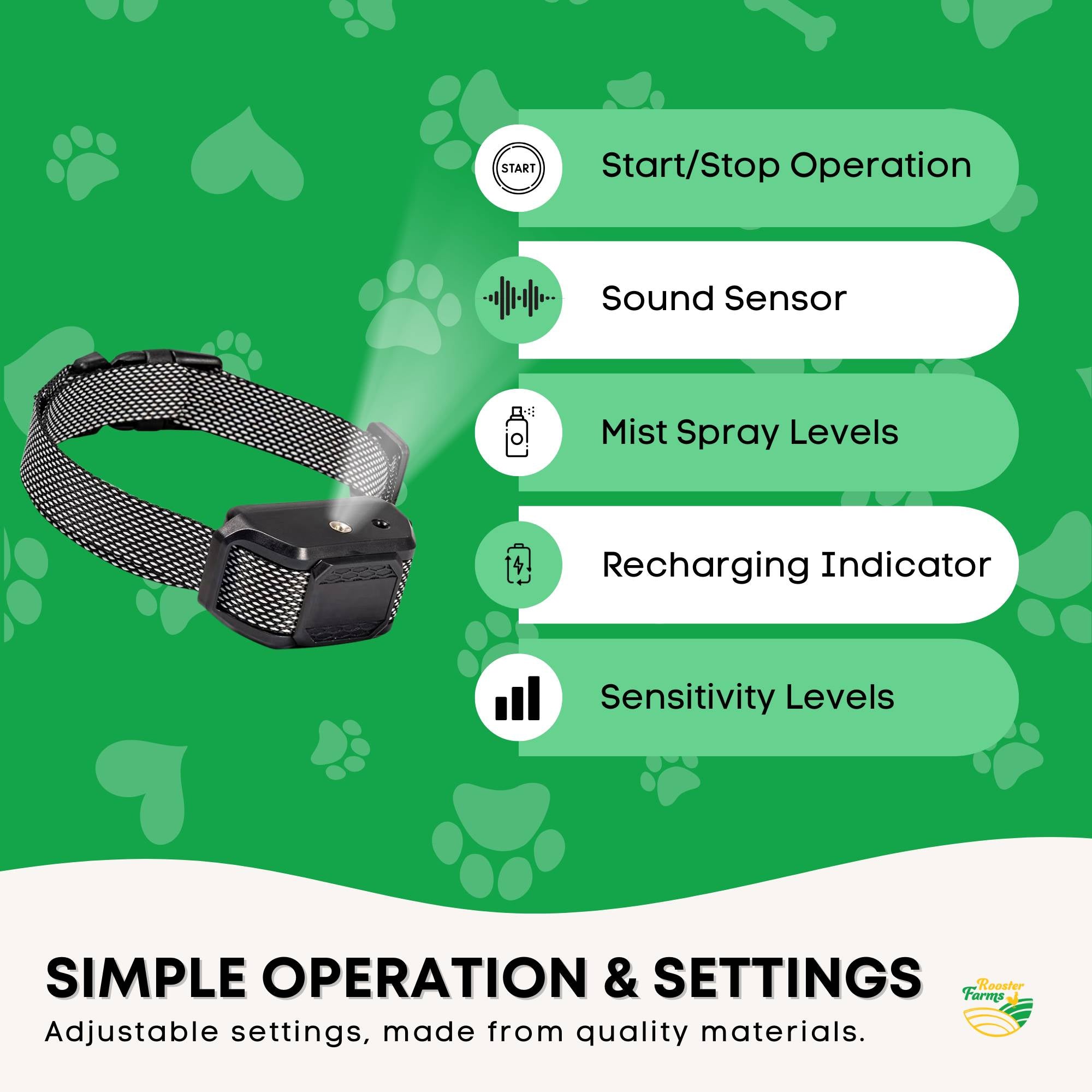 Rooster Farms Dog Bark Training Collar Citronella + Sound Rechargeable Automatic - Image 5