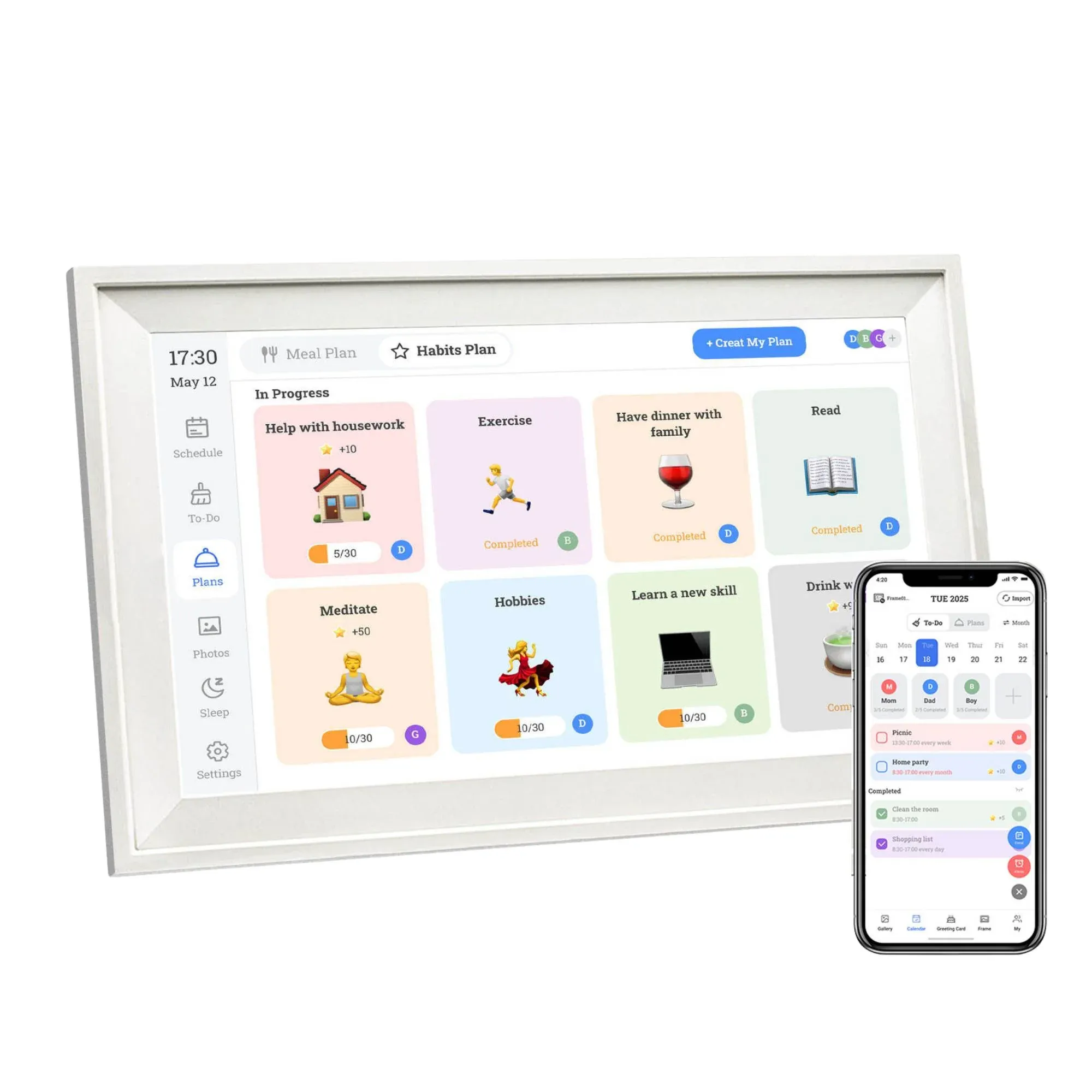 Kitchee Digital Calendar Smart Family Planner - 39.5cm Touchscreen Display White - Image 1