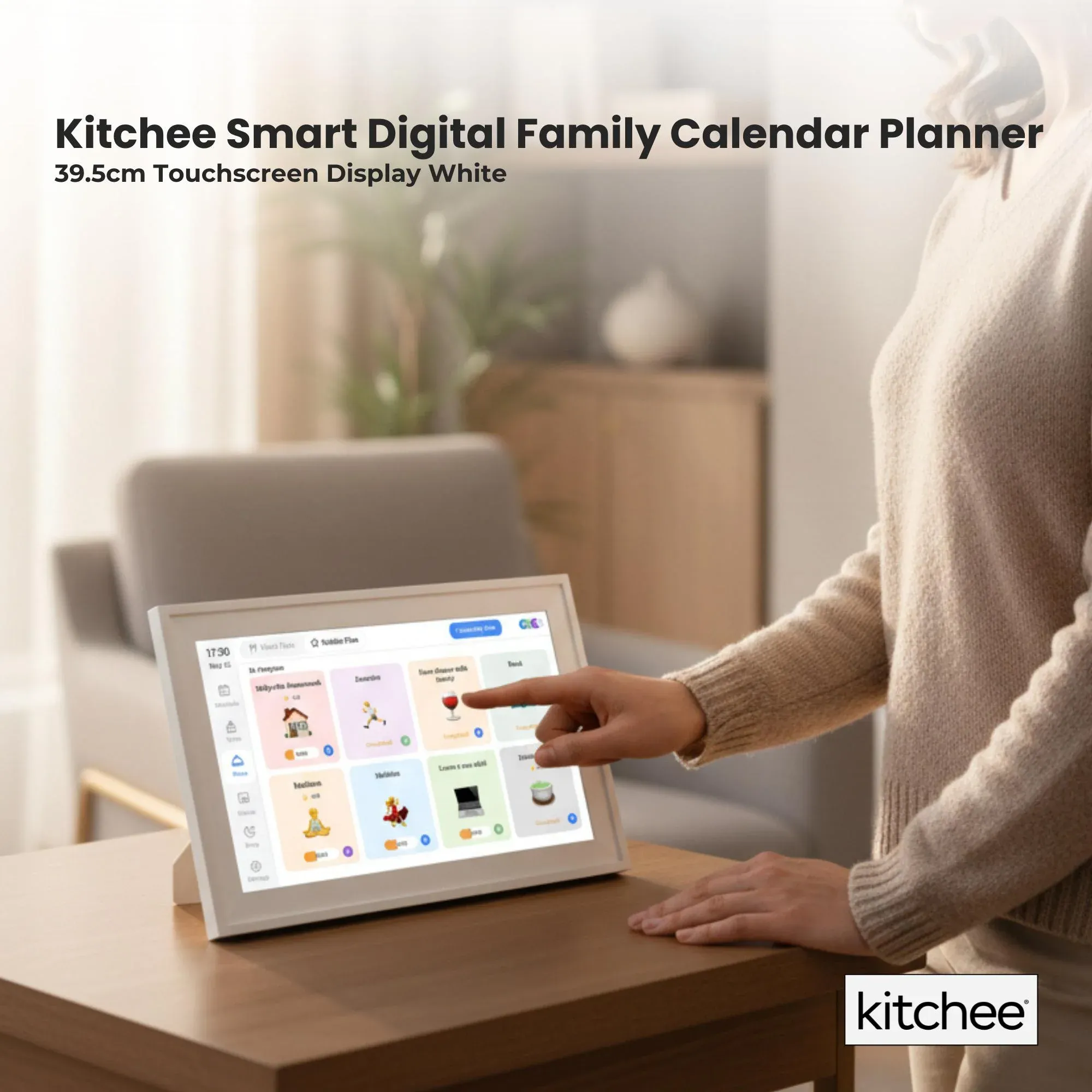 Kitchee Digital Calendar Smart Family Planner - 39.5cm Touchscreen Display White - Image 2