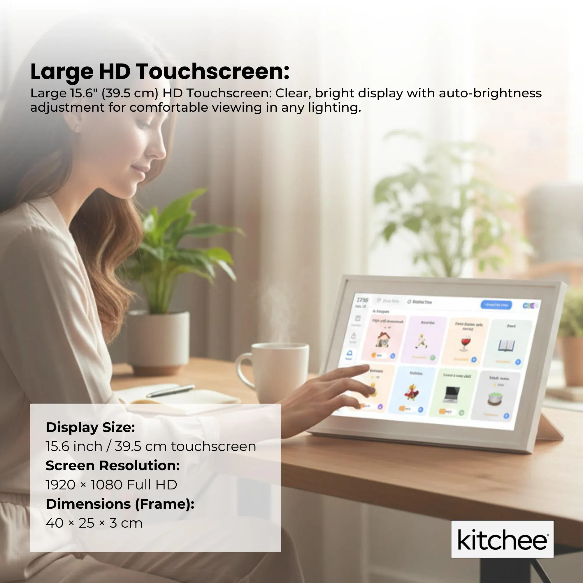 Kitchee Digital Calendar Smart Family Planner - 39.5cm Touchscreen Display White - Image 4