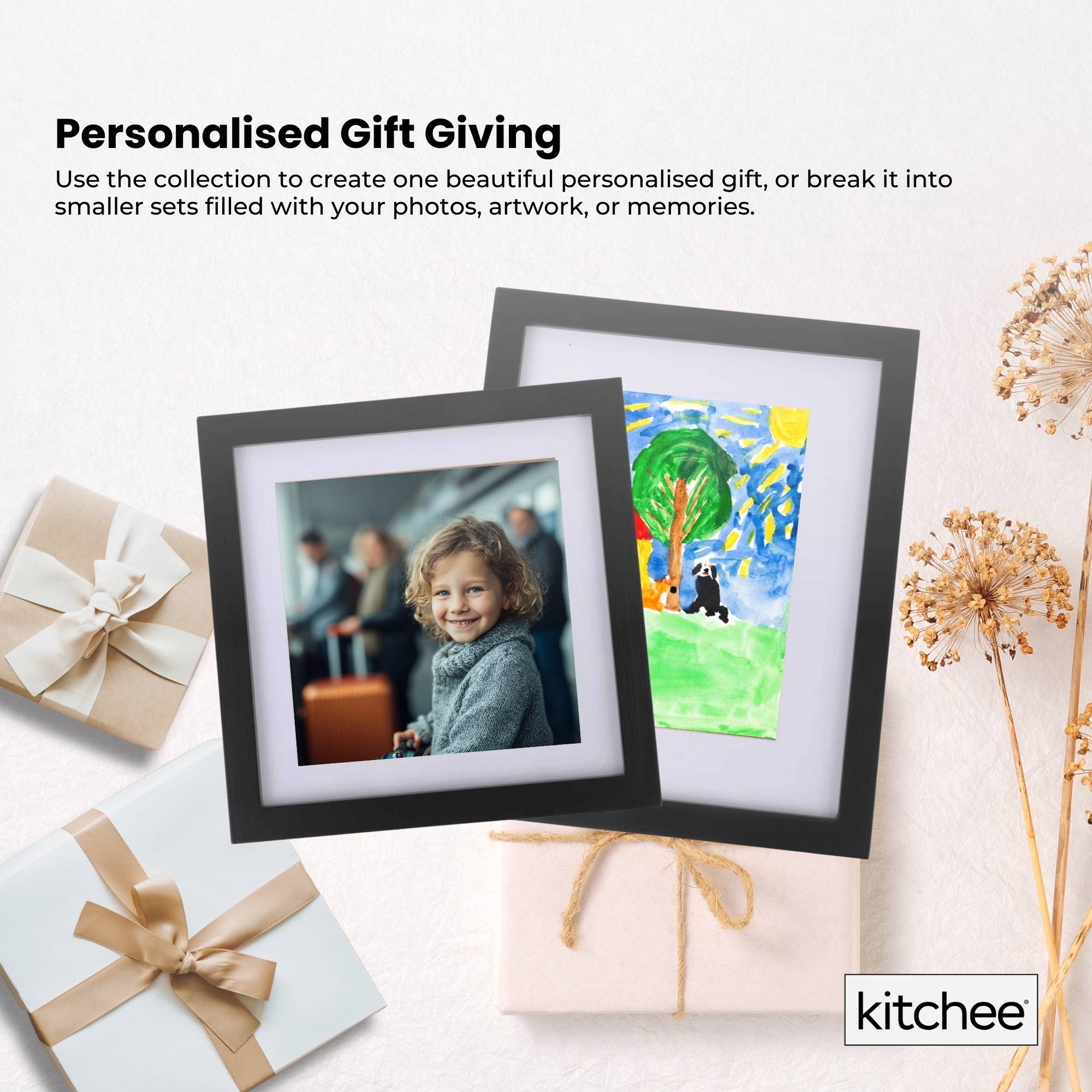 Kitchee 12 Pieces Photo Frame Set - Modern Gallery Wall Mixed Sizes Matt Black - Image 7