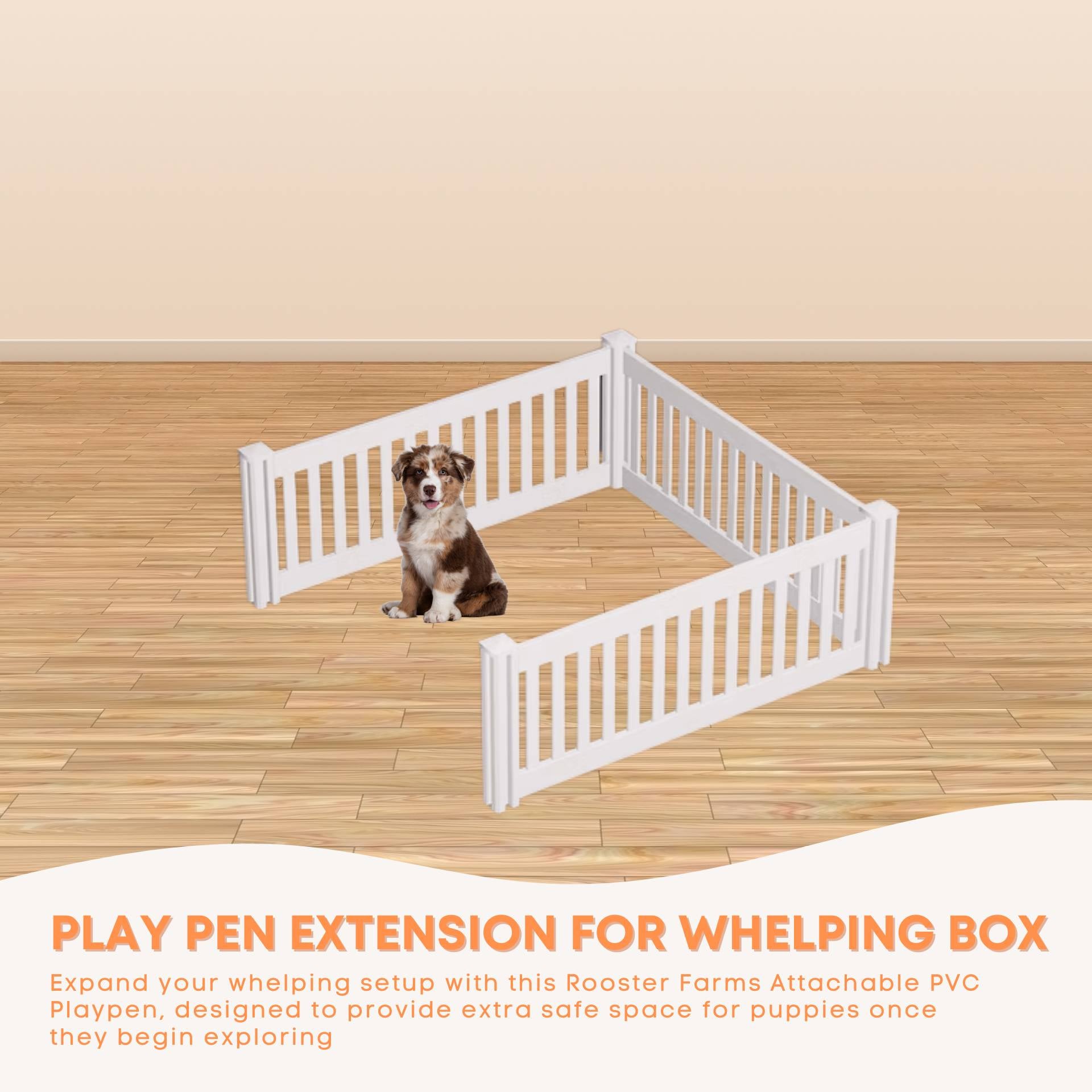 Rooster Farms PVC Dog Play Pen Extension for Whelping Box - 1.15m x 1.15m x 0.48m - Image 2