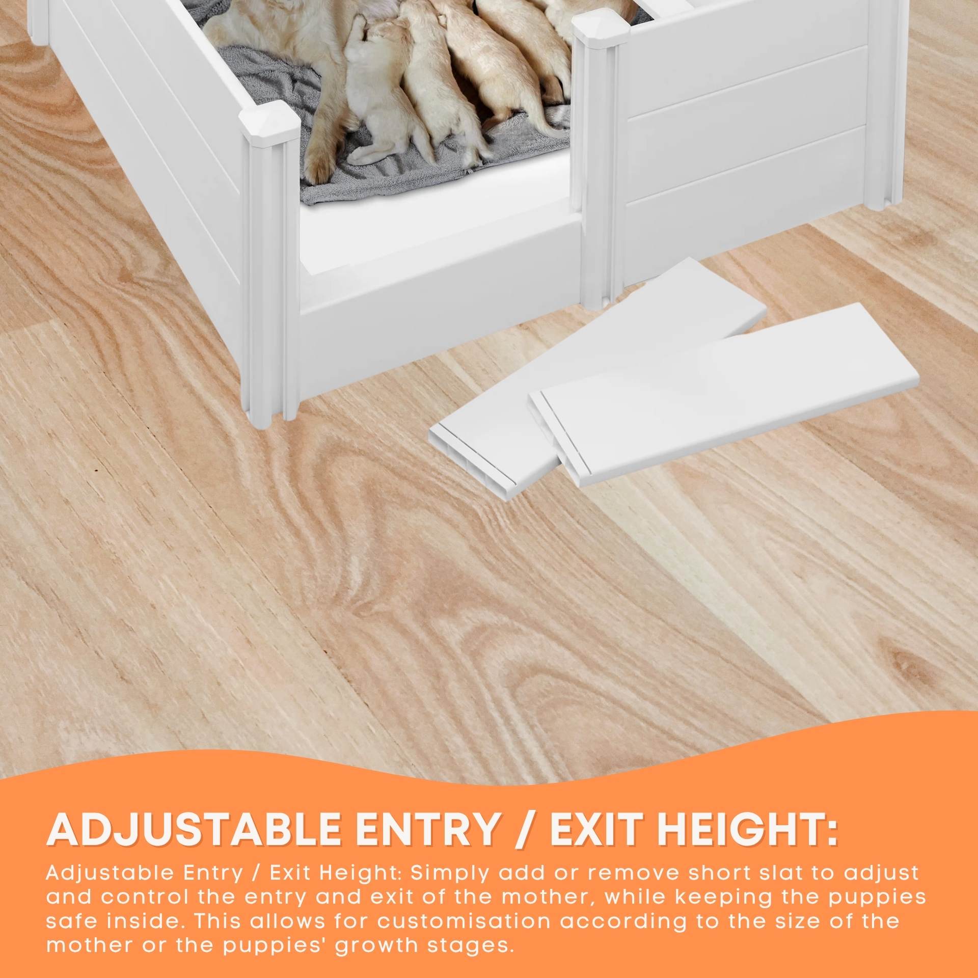 Rooster Farms PVC Dog Whelping Box + Play Pen 2.30m x 1.15m x 0.48m - Birthing Kit - Image 6