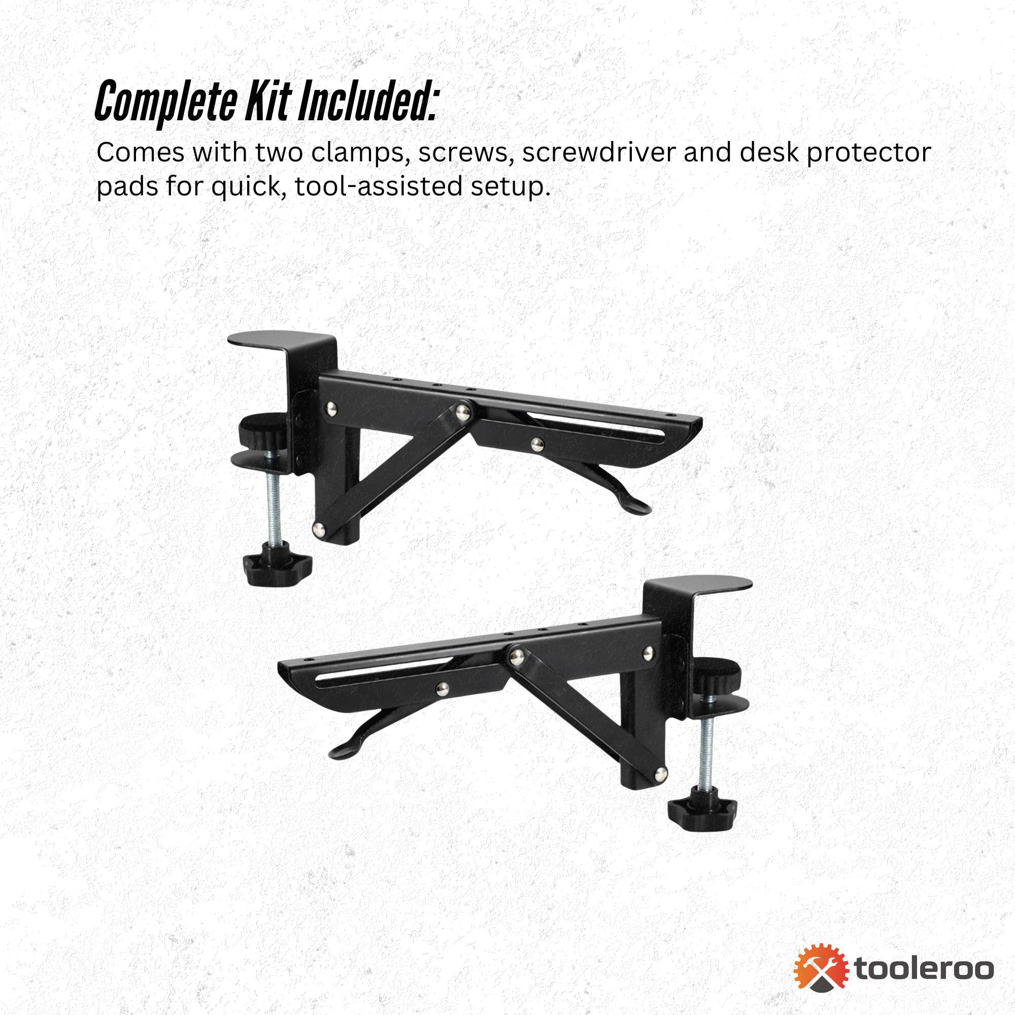 Tooleroo Folding Tray Desk Extender - Clamp-On Table Extension Shelf Black - Image 7