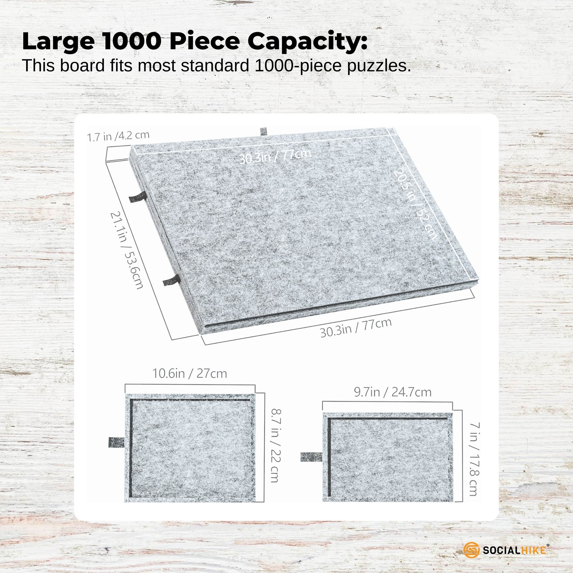 Social Hike Puzzle Board 1000 pcs - Felt Tilting Portable Cover + Drawers Silver - Image 3