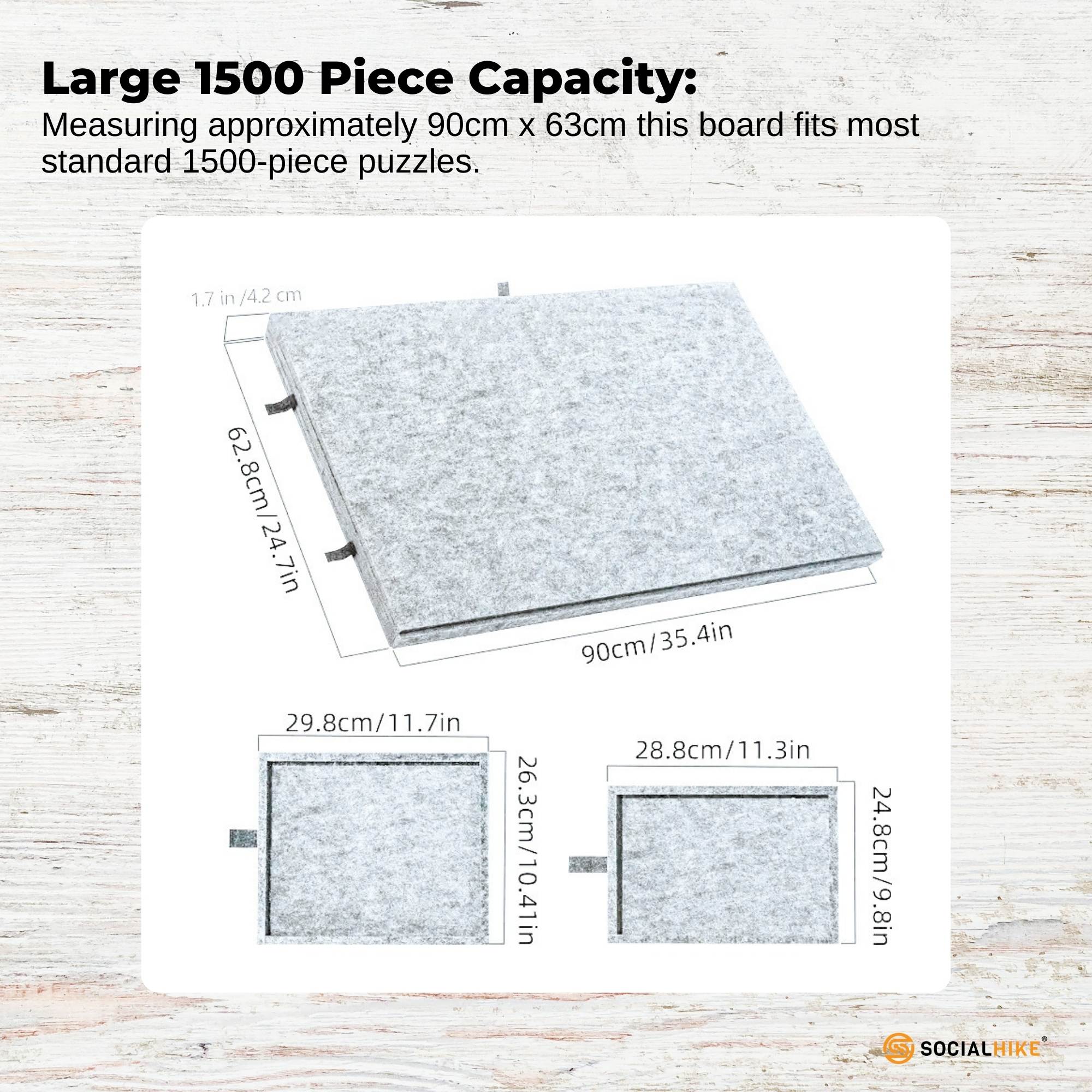Social Hike Puzzle Board 1500 pcs - Felt Tilting Portable Cover + Drawers Silver - Image 3