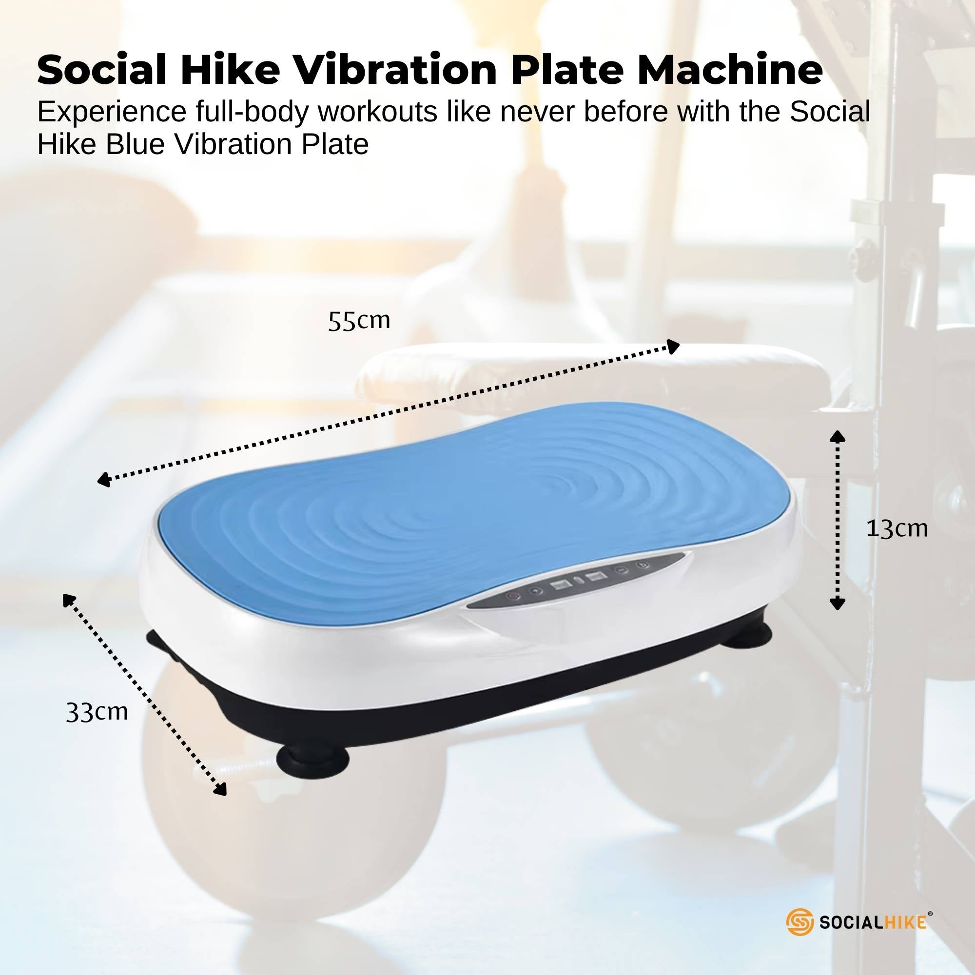 Social Hike Vibration Plate Machine Full Body Vibrating Exercise Platform Blue - Image 5