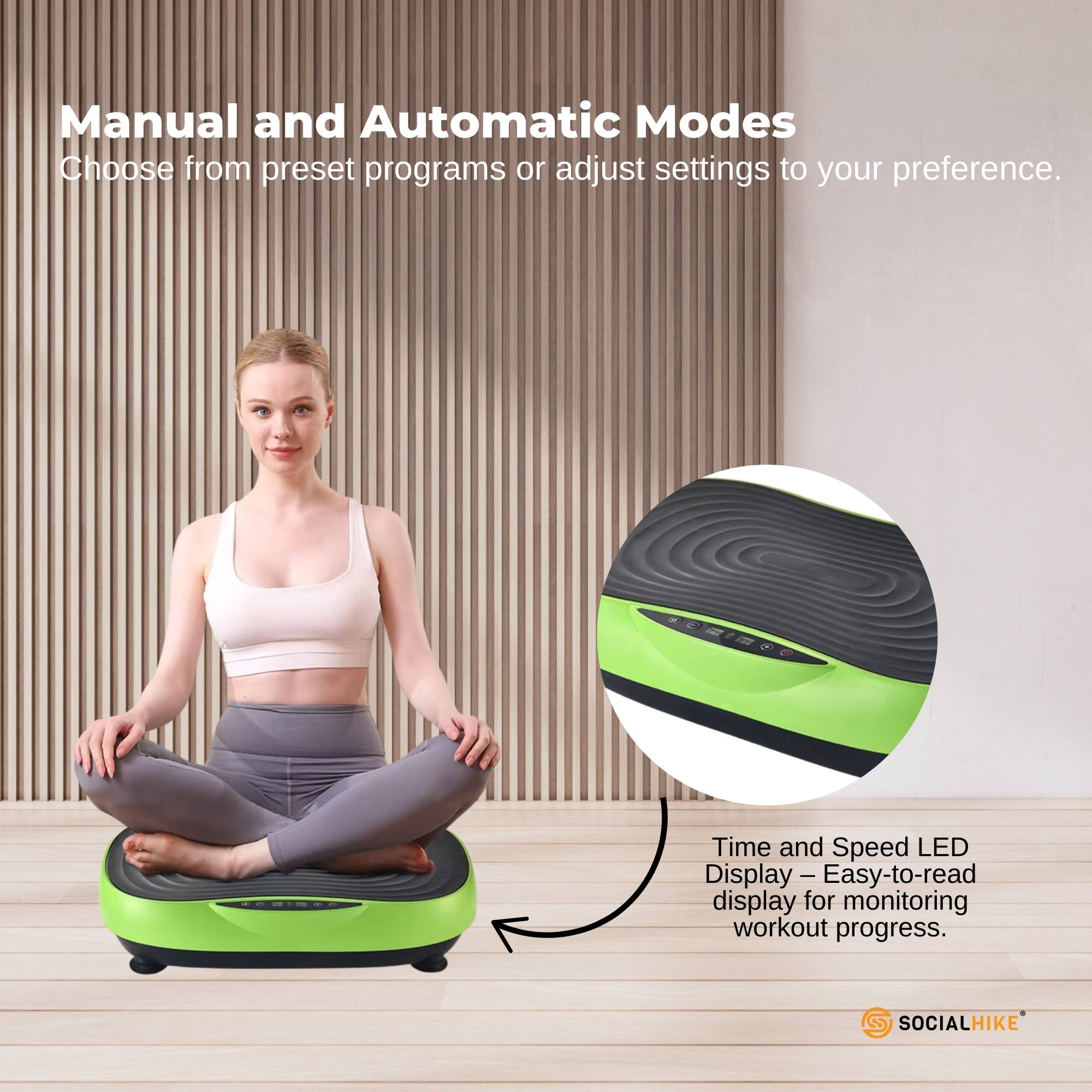 Social Hike Vibration Plate Machine Full Body Vibrating Exercise Platform Green - Image 2