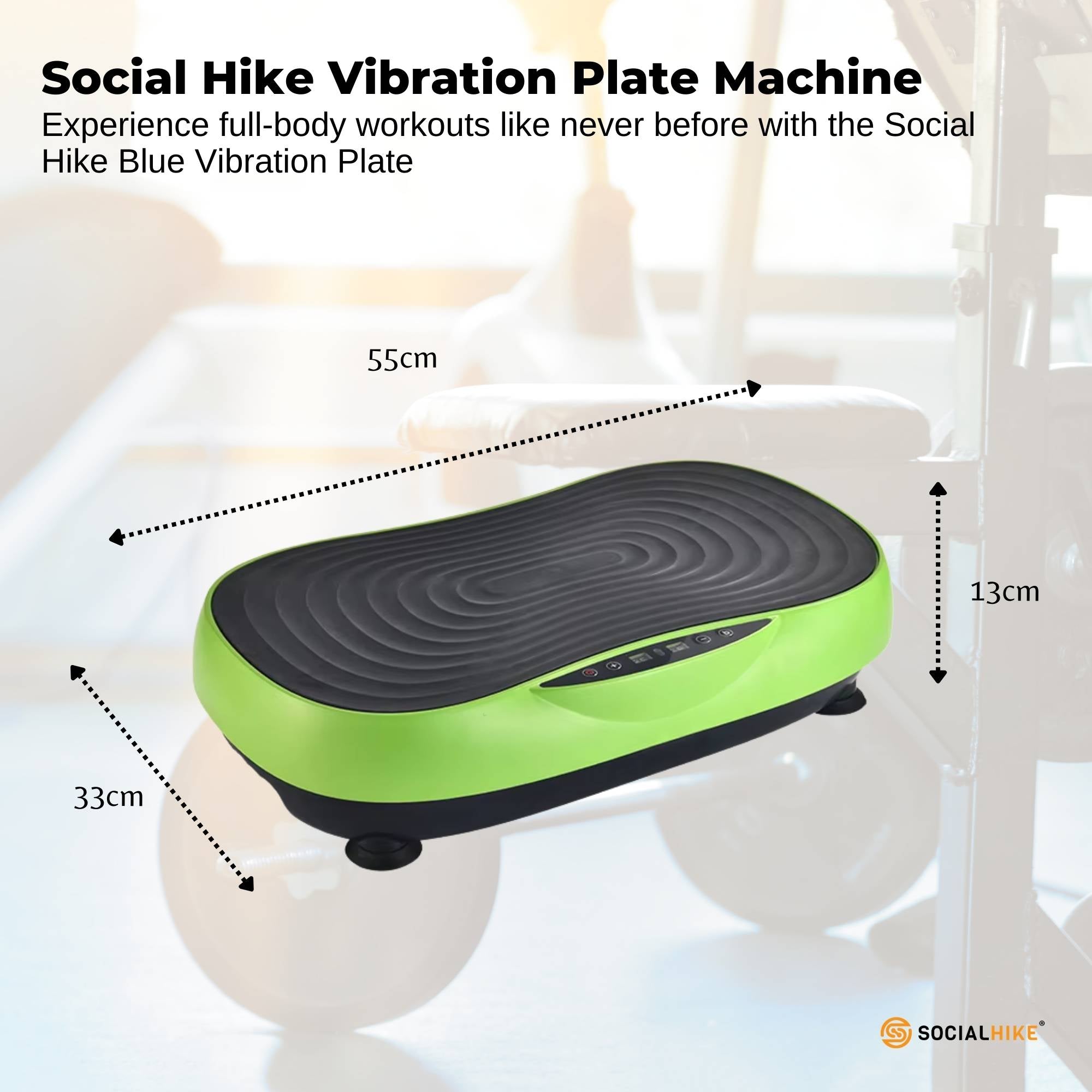 Social Hike Vibration Plate Machine Full Body Vibrating Exercise Platform Green - Image 3