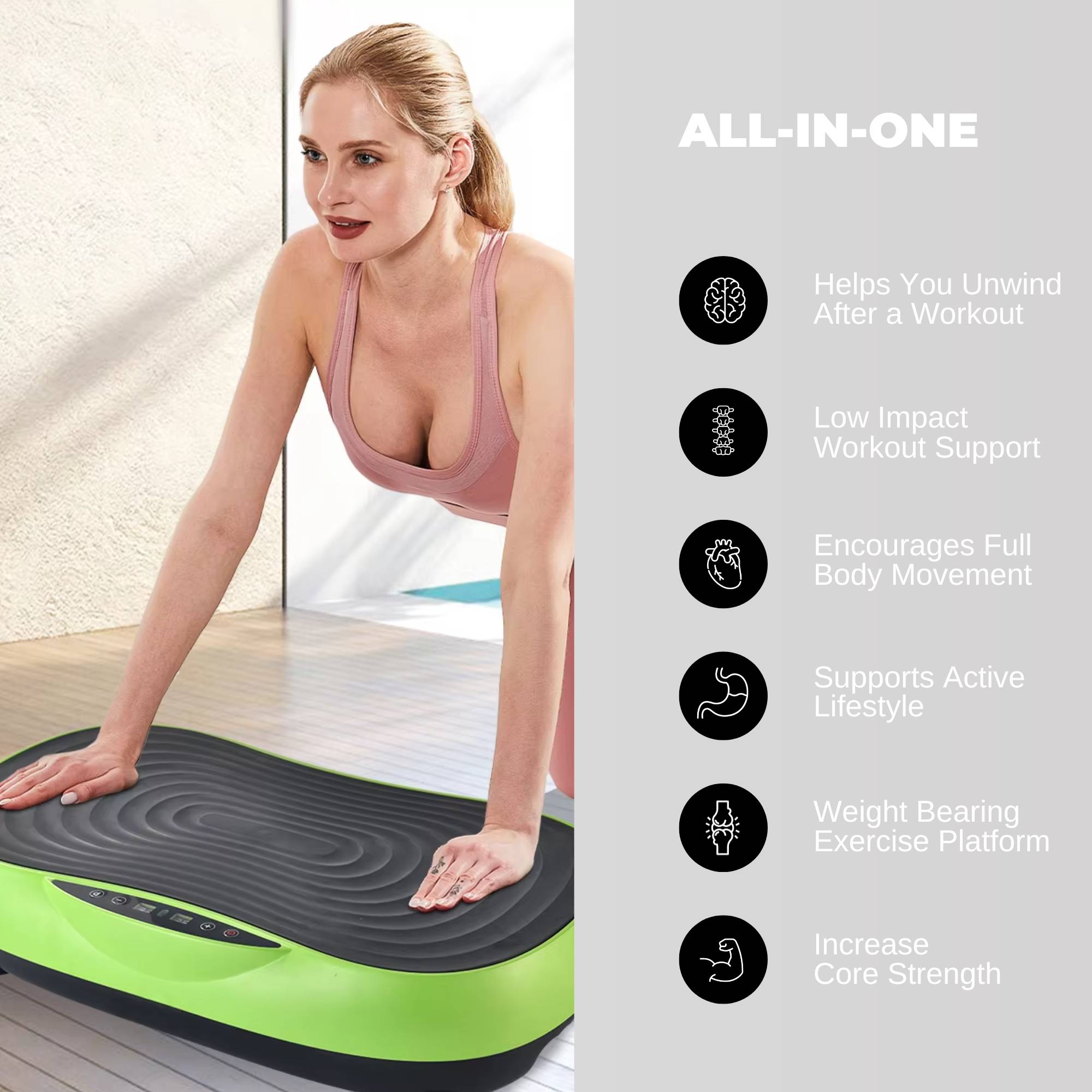 Social Hike Vibration Plate Machine Full Body Vibrating Exercise Platform Green - Image 6