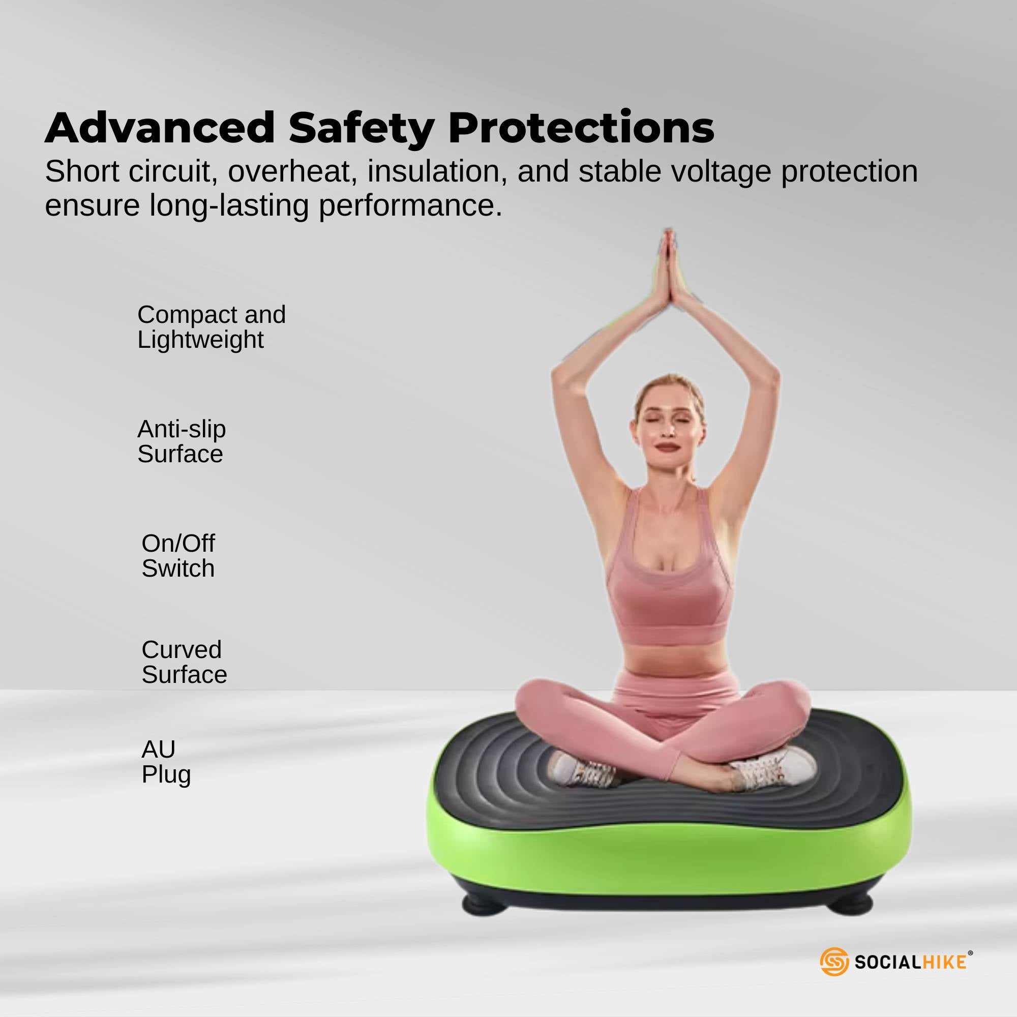 Social Hike Vibration Plate Machine Full Body Vibrating Exercise Platform Green - Image 7