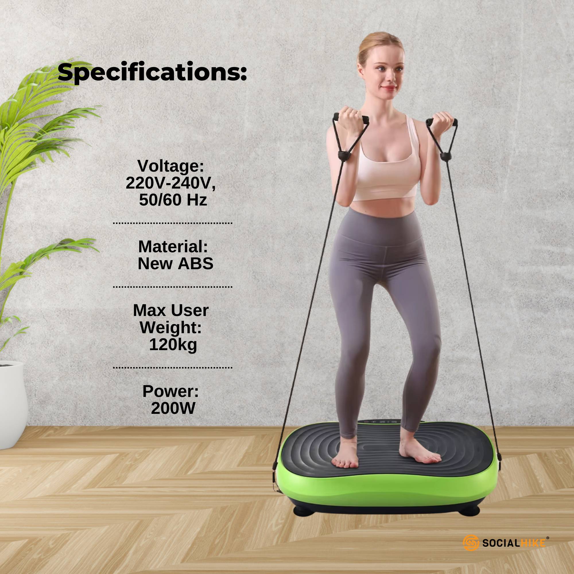 Social Hike Vibration Plate Machine Full Body Vibrating Exercise Platform Green - Image 8