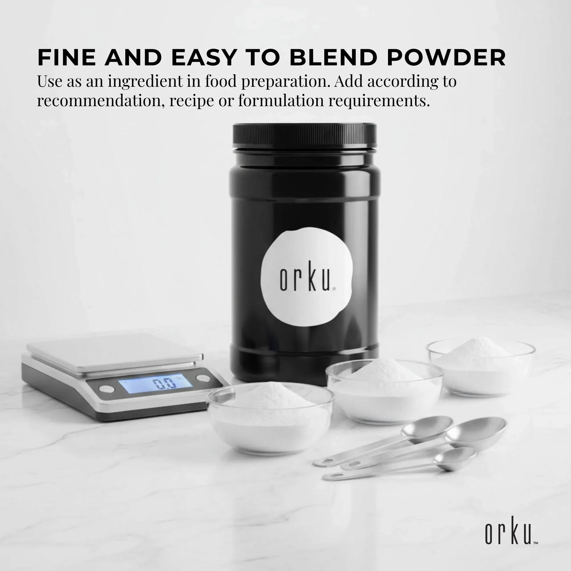 Orku 1Kg Magnesium Bisglycinate Powder Unflavoured Chelated - Jar - Image 3