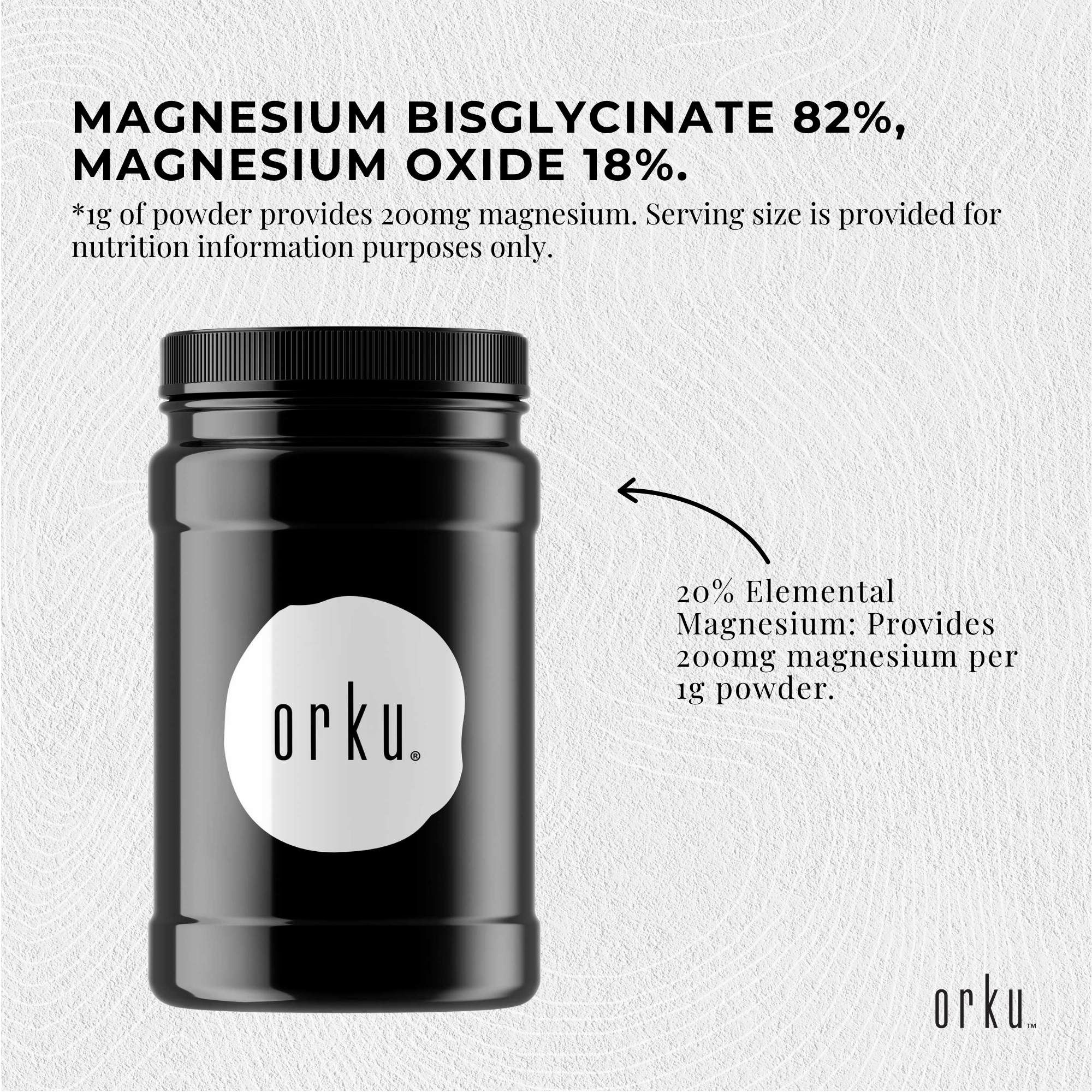 Orku 1Kg Magnesium Bisglycinate Powder Unflavoured Chelated - Jar - Image 4