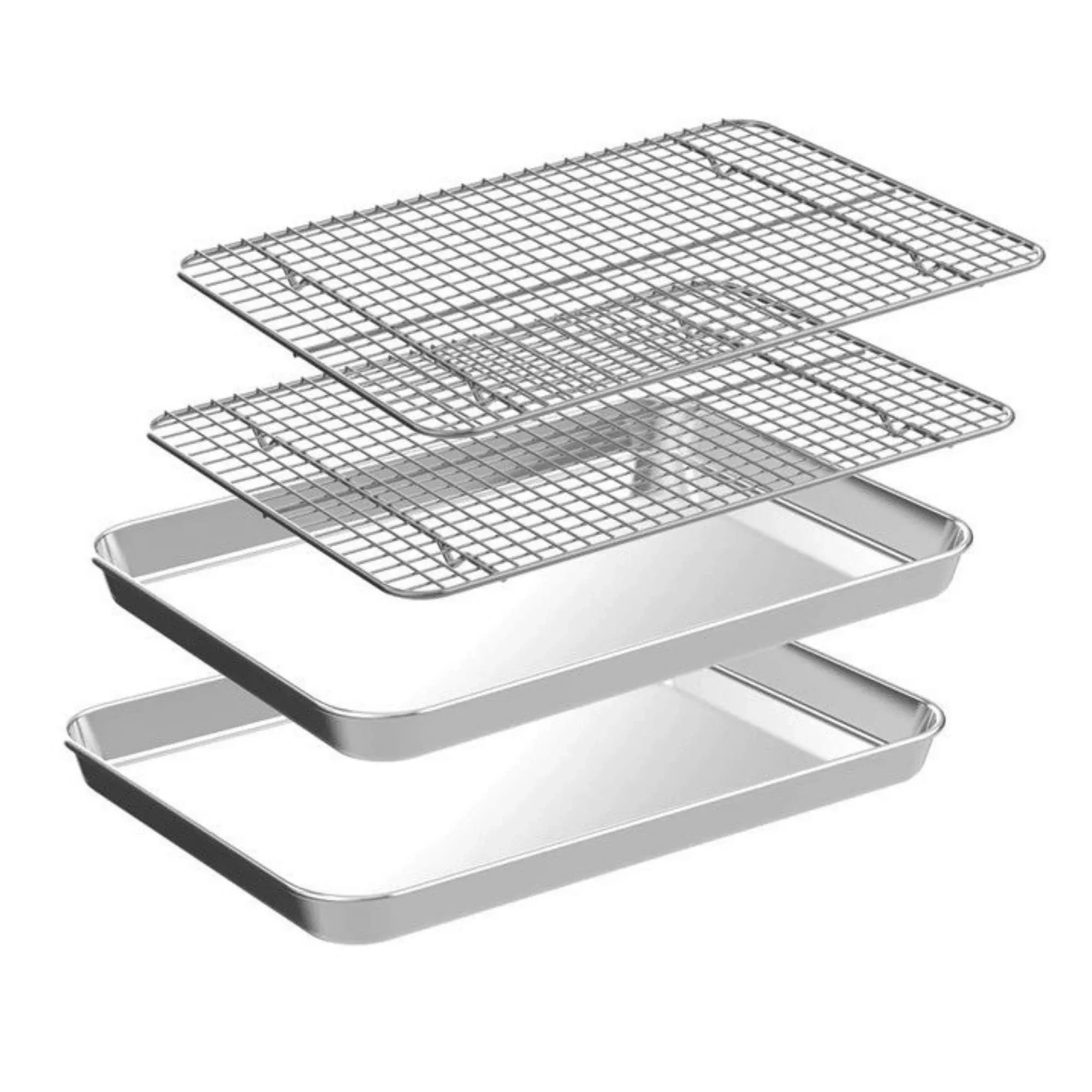 Kitchee 40.5x30.5cm Oven Baking Tray + Cooling Rack 4 Piece Stainless Steel Set - Image 1