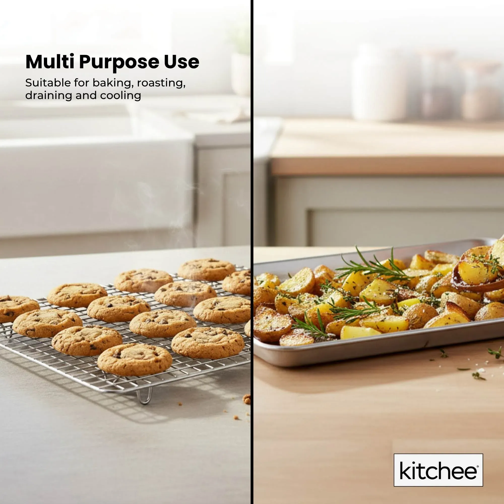 Kitchee 40.5x30.5cm Oven Baking Tray + Cooling Rack 4 Piece Stainless Steel Set - Image 5