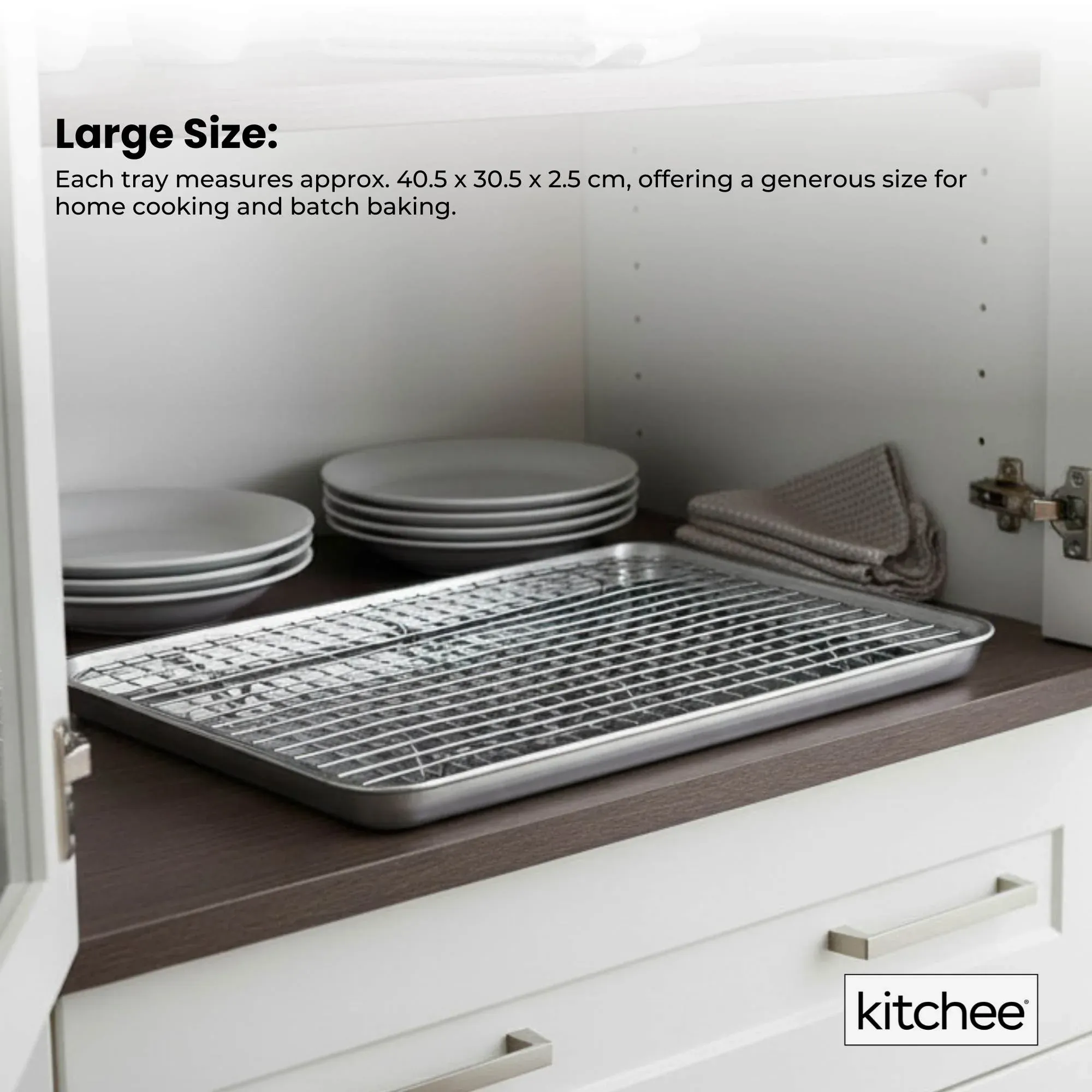 Kitchee 40.5x30.5cm Oven Baking Tray + Cooling Rack 4 Piece Stainless Steel Set - Image 6