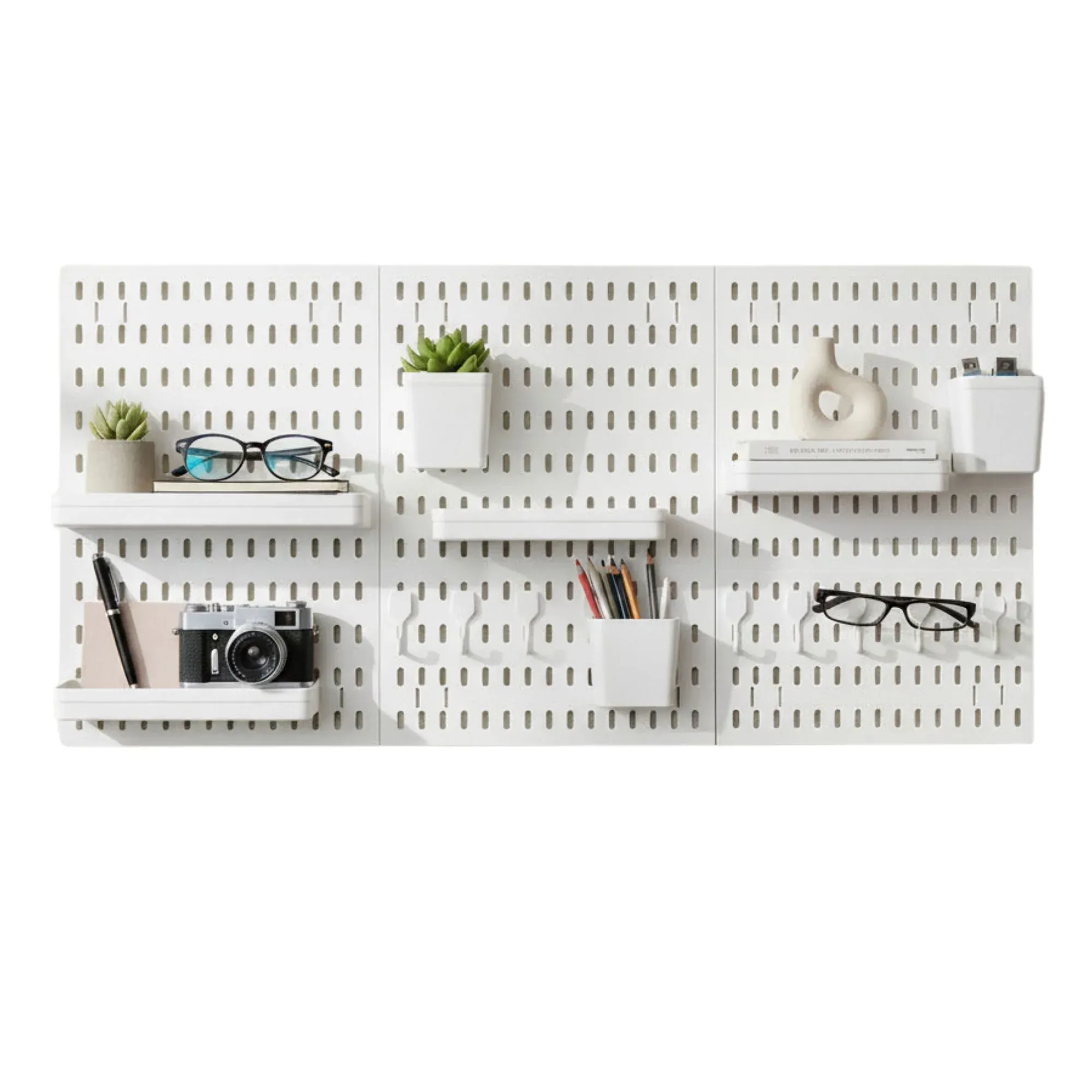 Kitchee Pegboard Wall Organiser Storage Kit 18 Hook and Basket Accessories White - Image 1