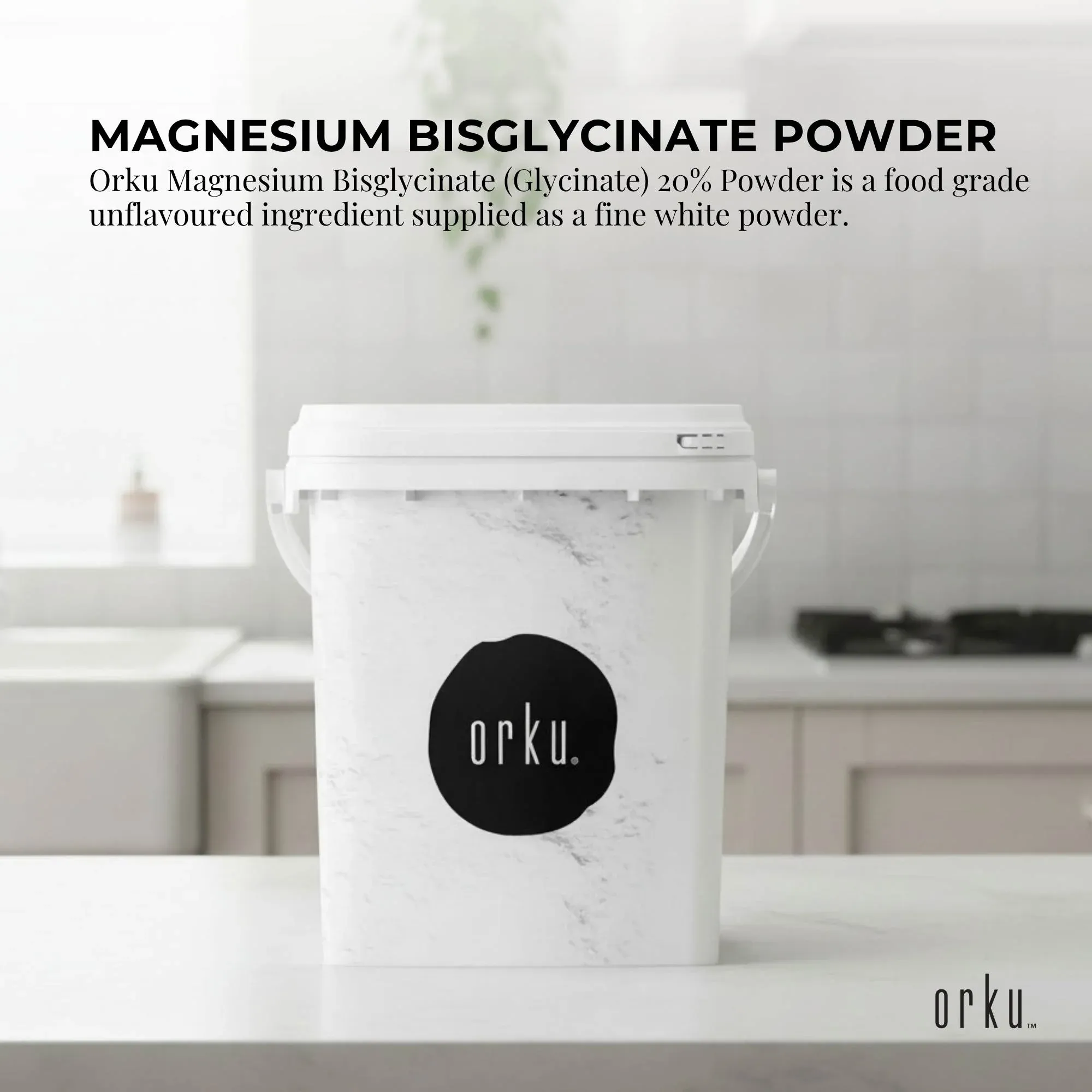 Orku 800g Magnesium Bisglycinate Powder Unflavoured Chelated - Tub - Image 2