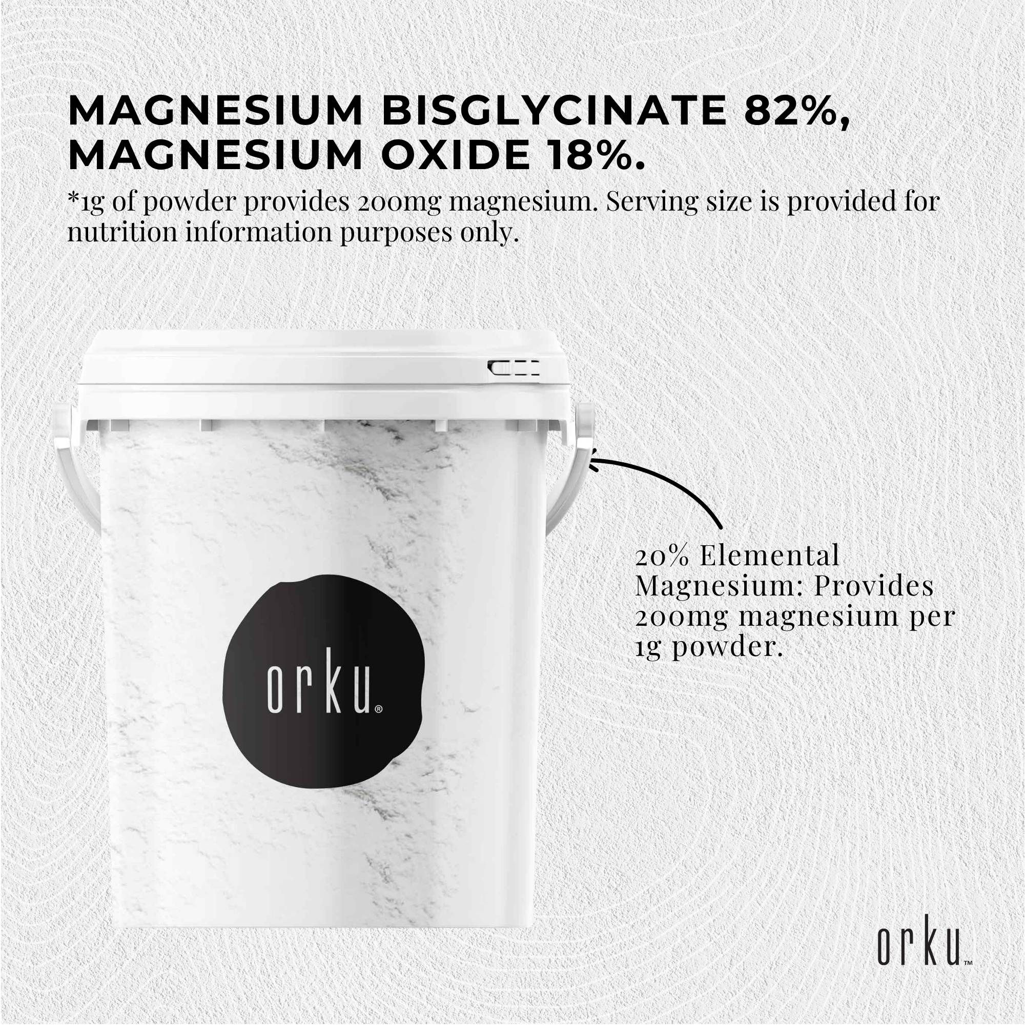 Orku 800g Magnesium Bisglycinate Powder Unflavoured Chelated - Tub - Image 4