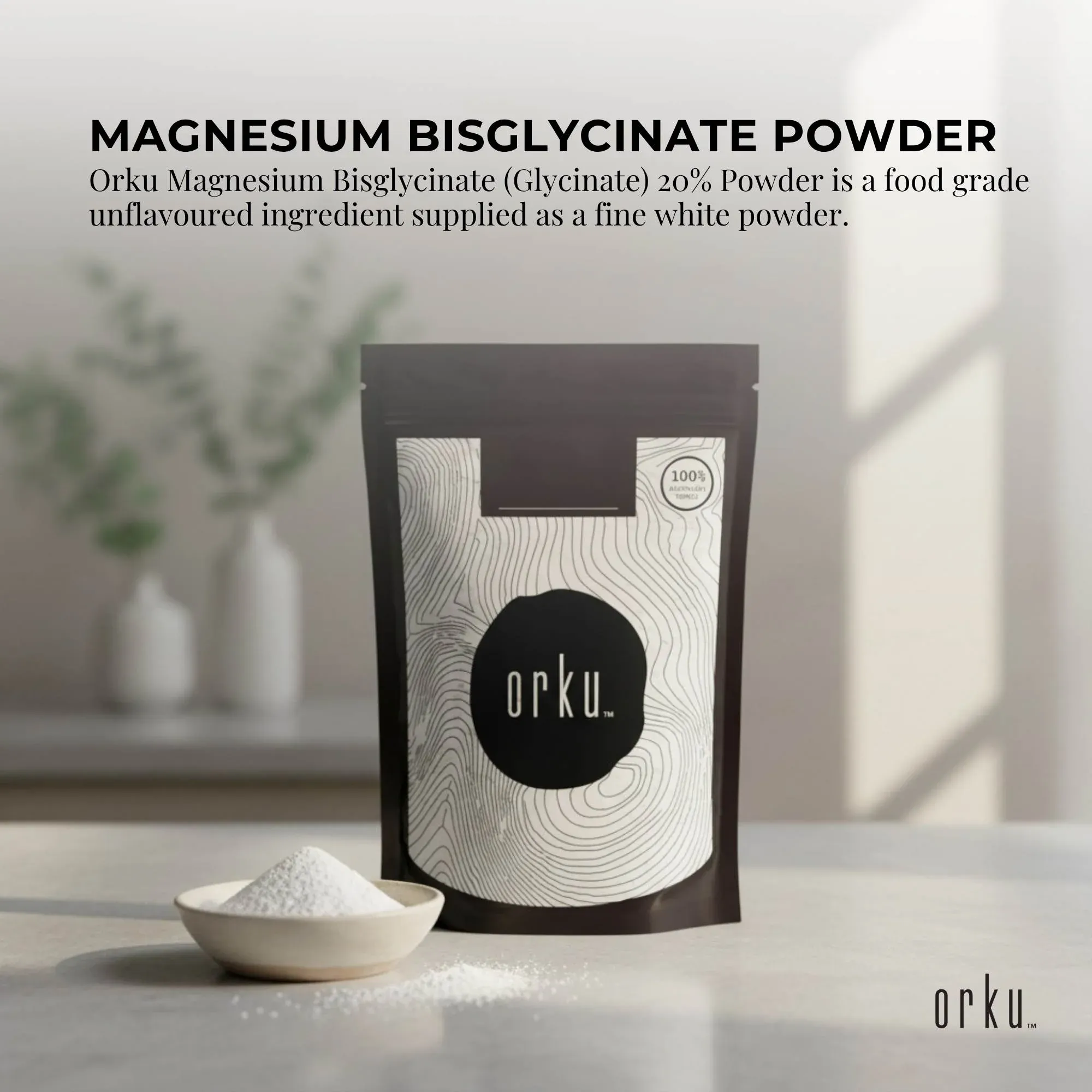 Orku 100g Magnesium Bisglycinate Powder Unflavoured Chelated - Image 2