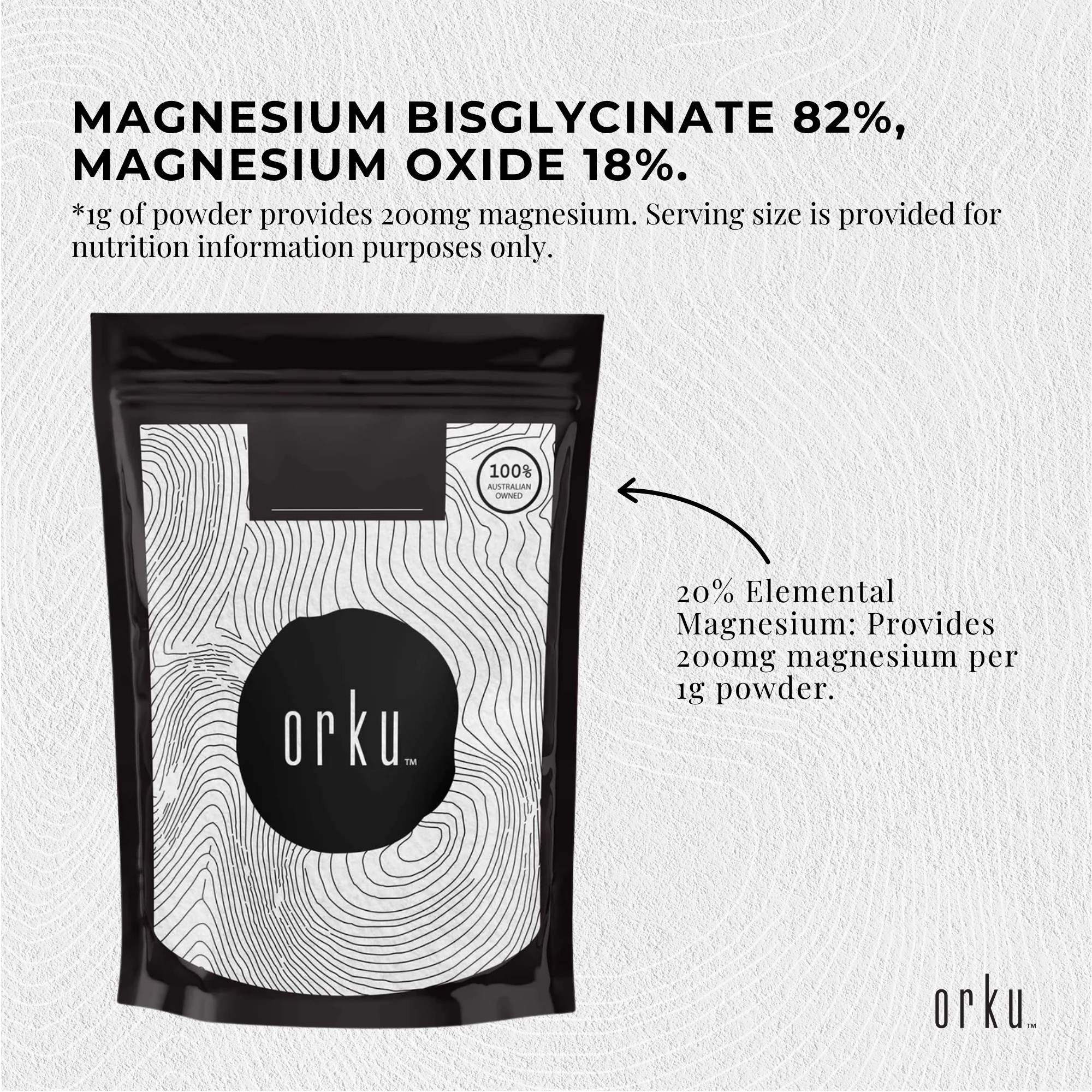 Orku 100g Magnesium Bisglycinate Powder Unflavoured Chelated - Image 4