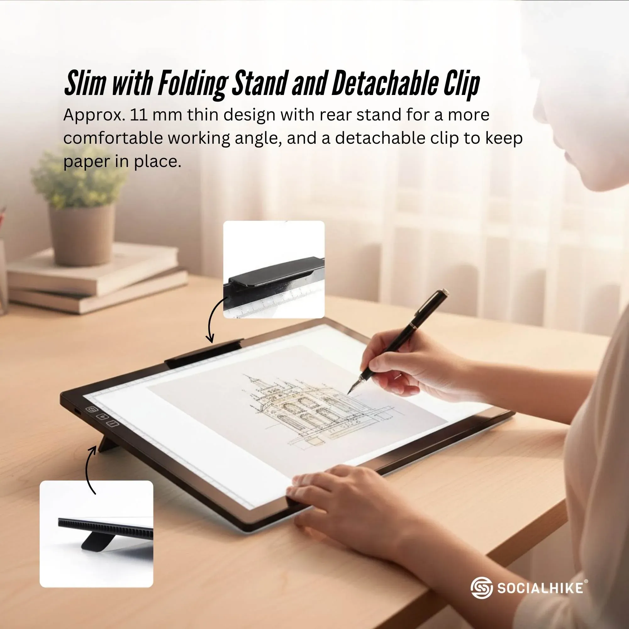 Social Hike A4 LED Light Pad Tracing Board Rechargeable USB-C 3000mAh Light Box - Image 4