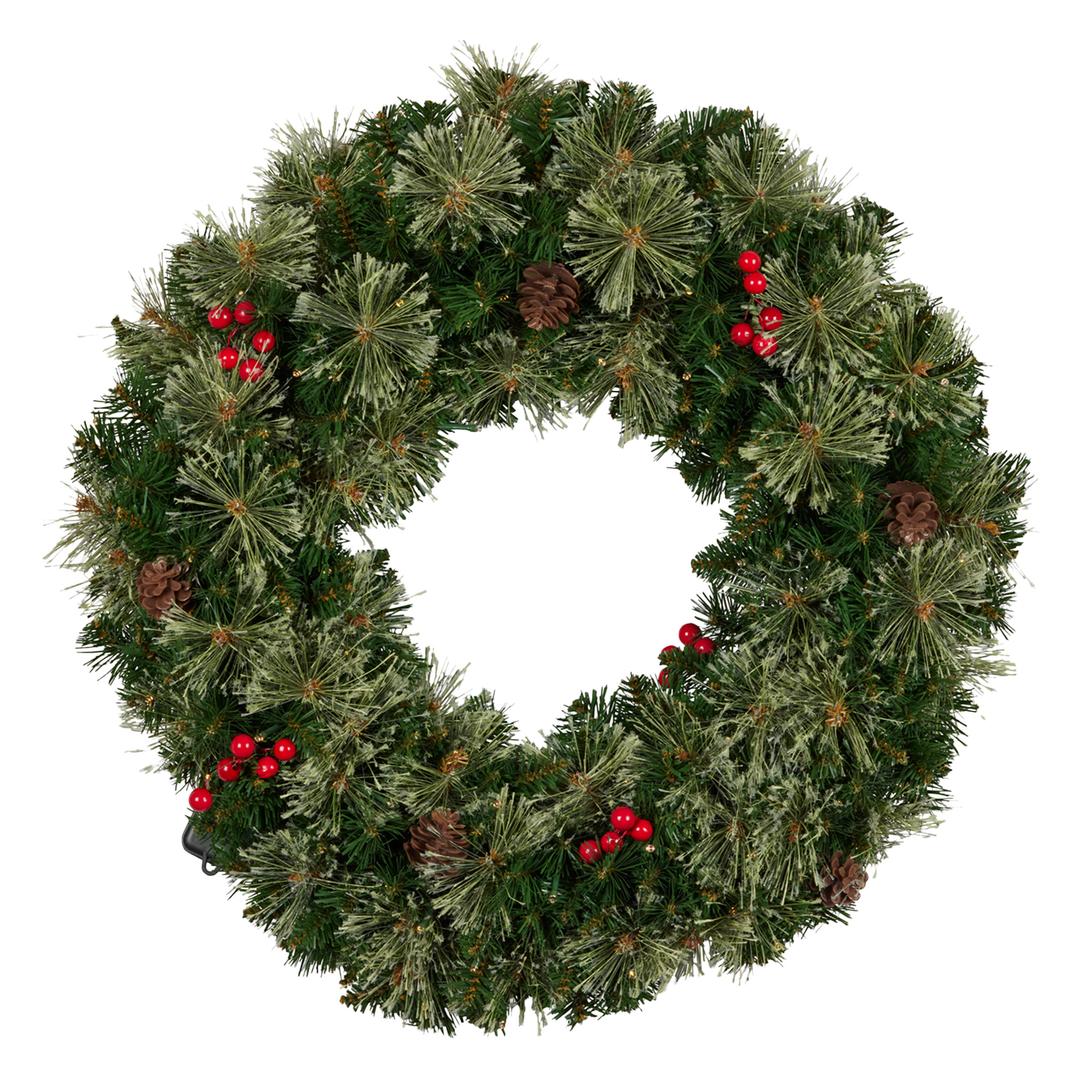 Christabelle 61cm Christmas Wreath Bristle Berry with LED Lights Front Door Decoration Ornament - Image 2
