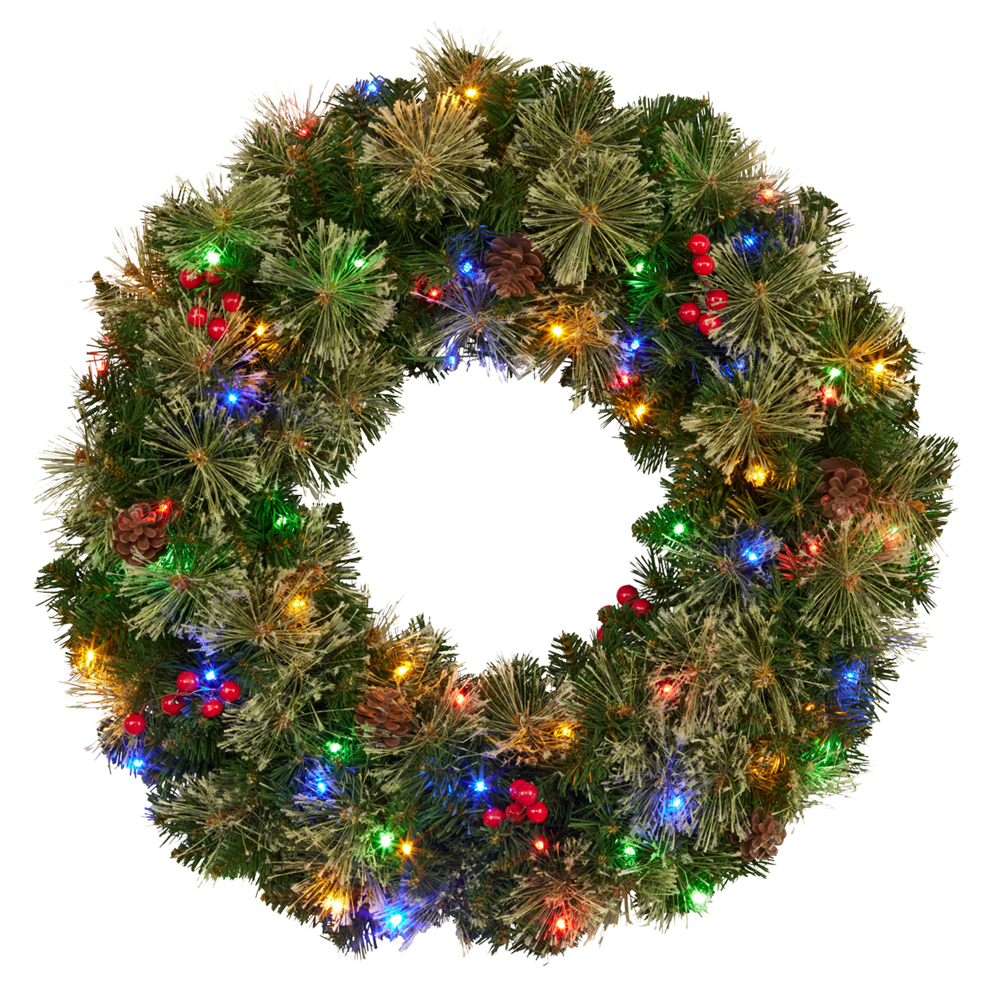 Christabelle 61cm Christmas Wreath Bristle Berry with LED Lights Front Door Decoration Ornament - Image 5