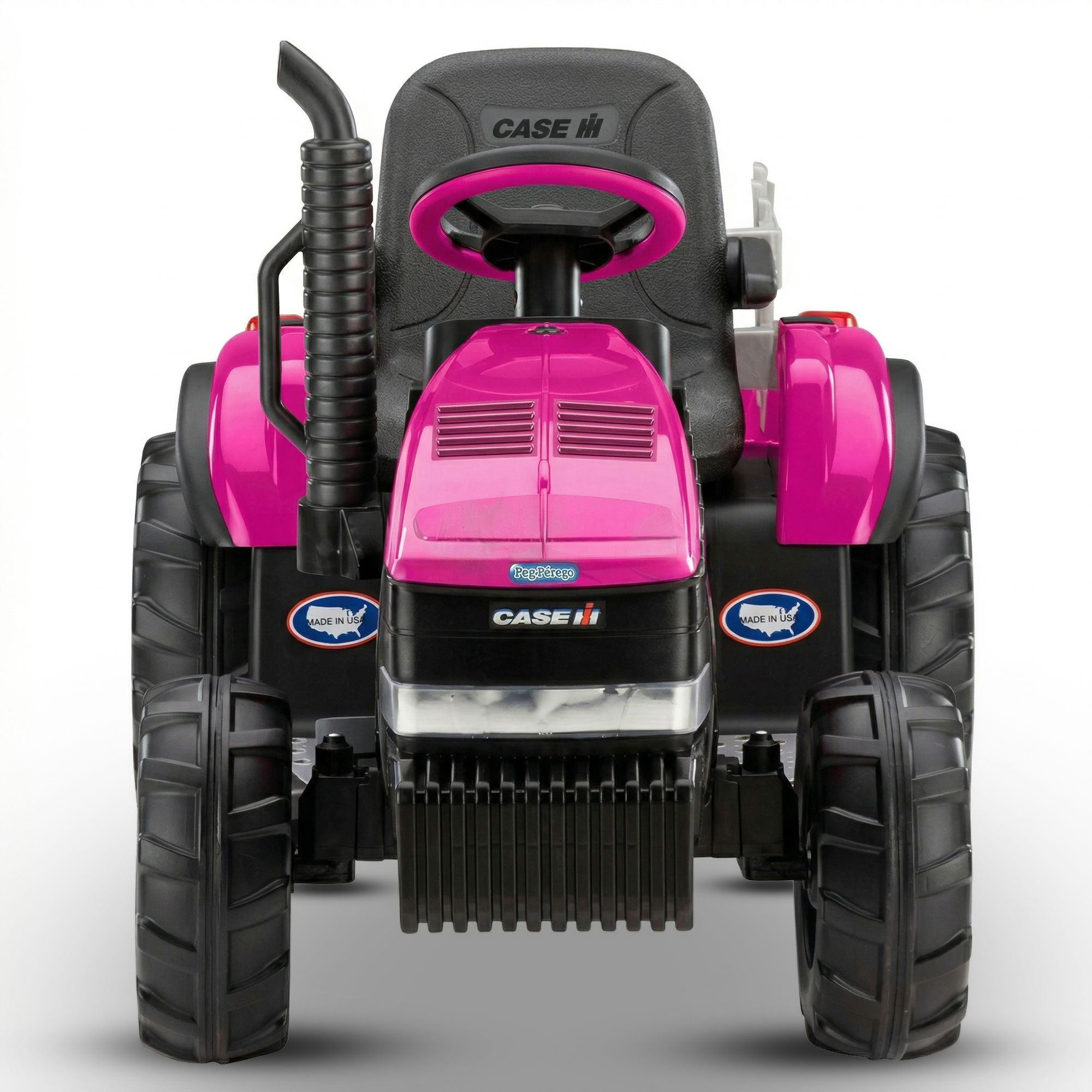 Klika Peg Perego Pink Case IH 12V Kids Ride On Tractor with Trailer 2 Speed Toy - Image 5