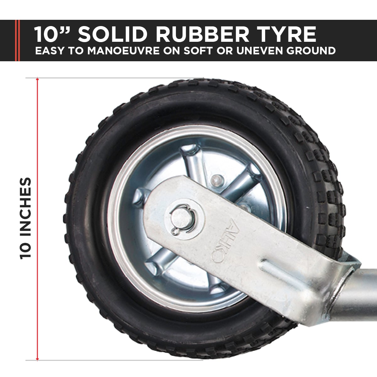 Alko 10-inch 623660XP3 Heavy-Duty Solid Tyre Jockey Wheel - Image 4