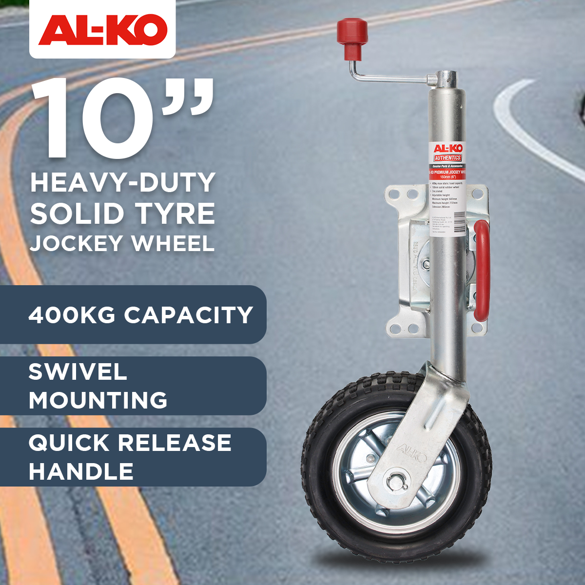 Alko 10-inch 623660XP3 Heavy-Duty Solid Tyre Jockey Wheel - Image 6