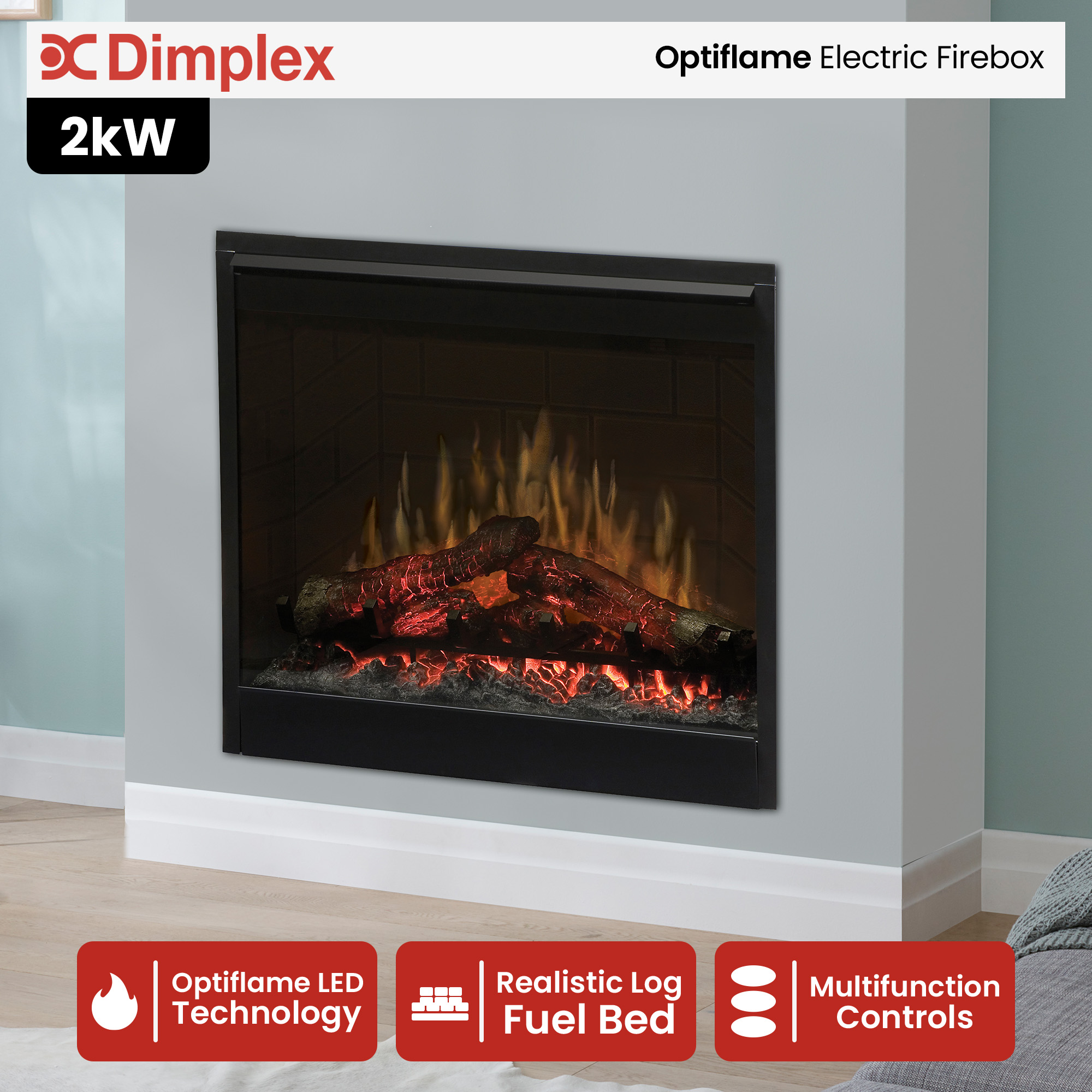 Dimplex Optiflame Electric Firebox Heater - 26-inches - Image 2