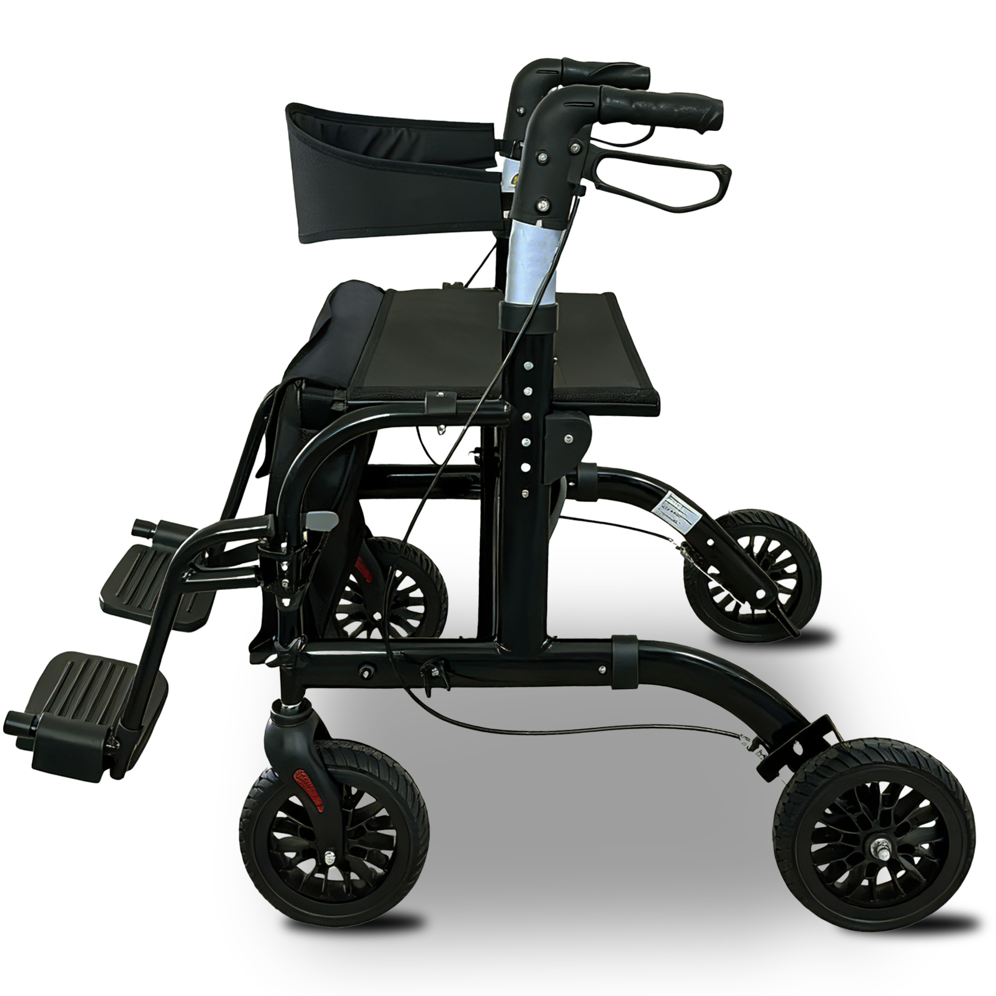 Orthonica Aluminium 2-in-1 Rollator Wheelchair with Foldable Frame – Black & Silver - Image 5